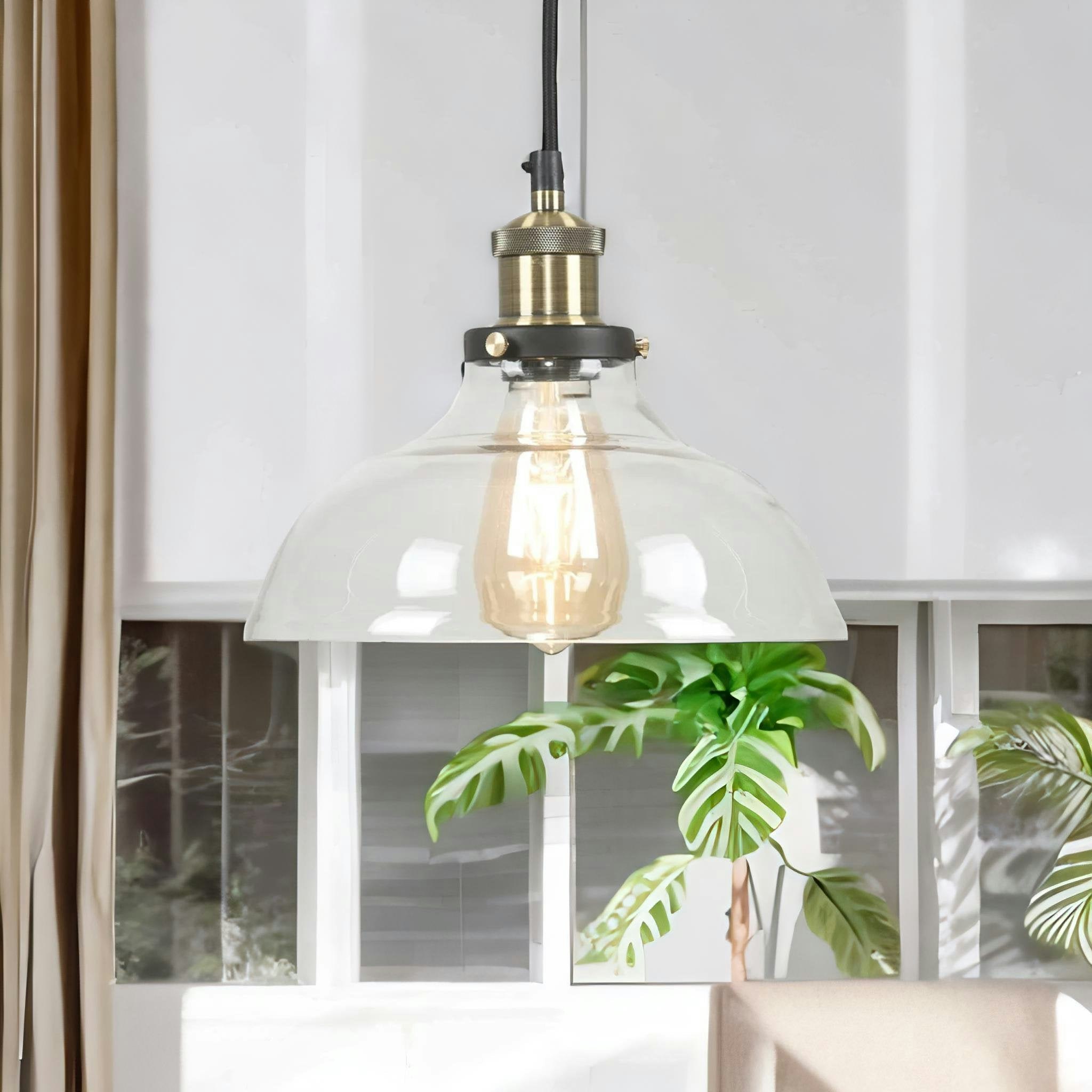 Rackhams Light Industrial Antique Brass Effect Glass Shade