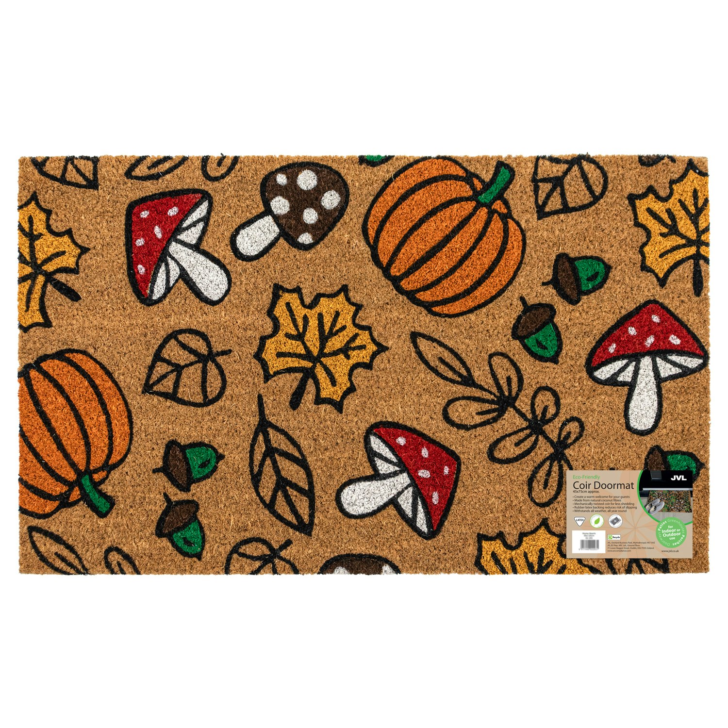Rackhams Latex Backed Coir Entrance Doormat 45X75cm - Autumn