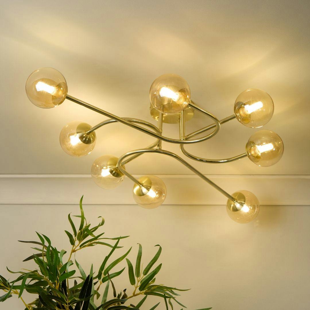 Pagazzi Lighting Light/Gold Pagazzi Ing Hibben 8 Flush Ceiling With Glass Shades