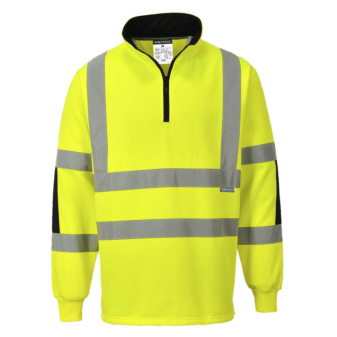 Portwest B308 Xenon Hi-Vis Rugby Shirt Long Sleeve Quarter Zip | Reflective Tape, Quarter Zip, Long Sleeve, High Visibility, Rail, Highway, Construction - Image 8