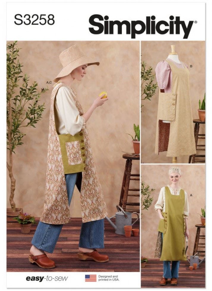 Simplicity Women's Sewing Pattern 3258, Aprons, Headwear For A (Xs-S-M-L-Xl-Xxl) - Easy - A (Xs-S-M-L-Xl-Xxl)