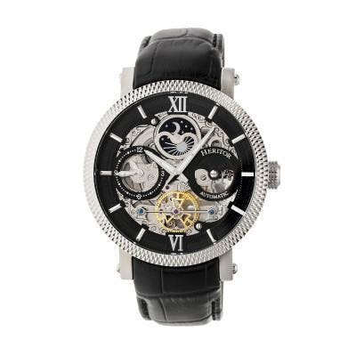 Heritor Automatic Men's Black Aries Skeleton Dial Watch