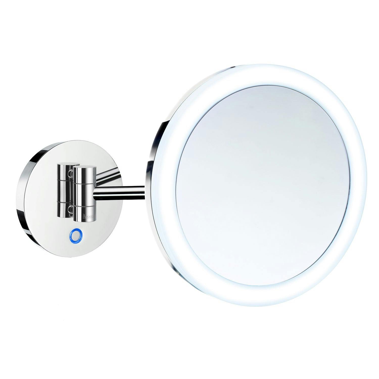Rackhams Light Polished Chrome Led Dual Mirror - Wall Mounted Extendable Swing Arm 7X Magnification Bathroom Makeup Or Shaving