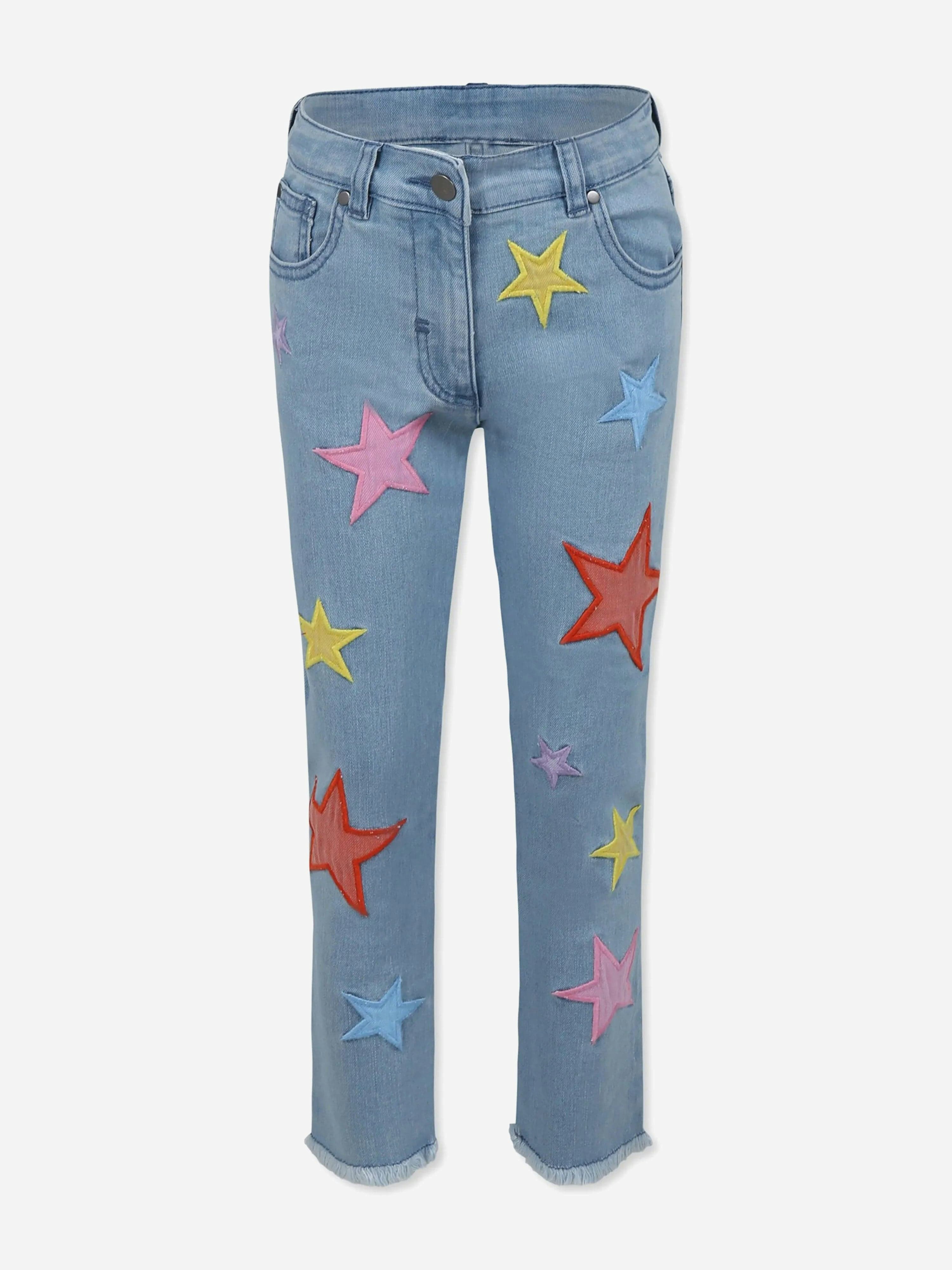 Stella Mccartney Kids Girls Blue Stella Mccartney Star Mom Jeans In - 16 Yrs