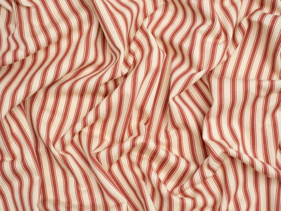 Minerva Light Core Range Ticking Stripe Canvas Fabric - Stripes Design Dressmaking Fabric, 137 Cm / 54" Wide - Per Metre - Terracotta