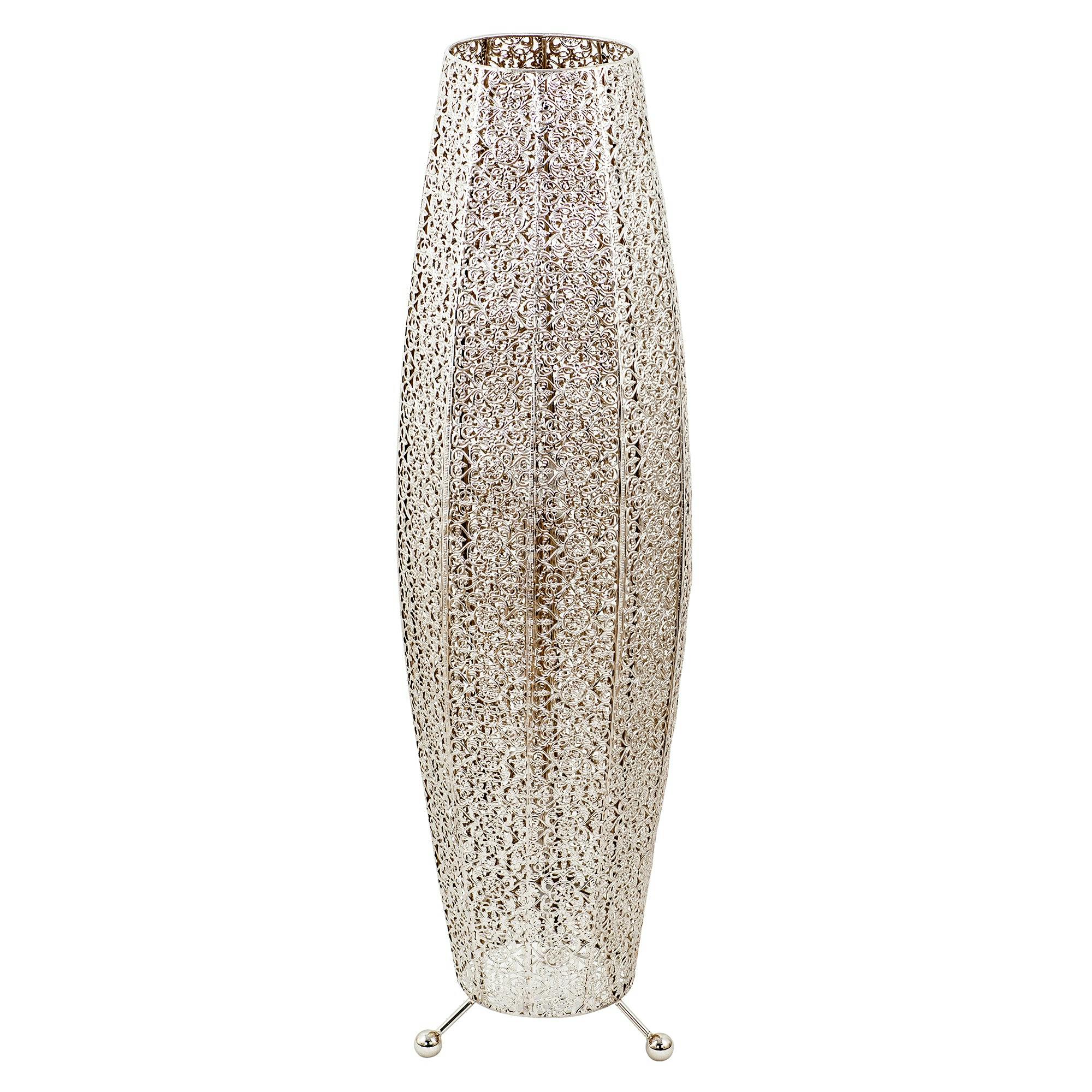 Rackhams Silver Traditional And Ornate Floral Moroccan Floor Lamp In Polished