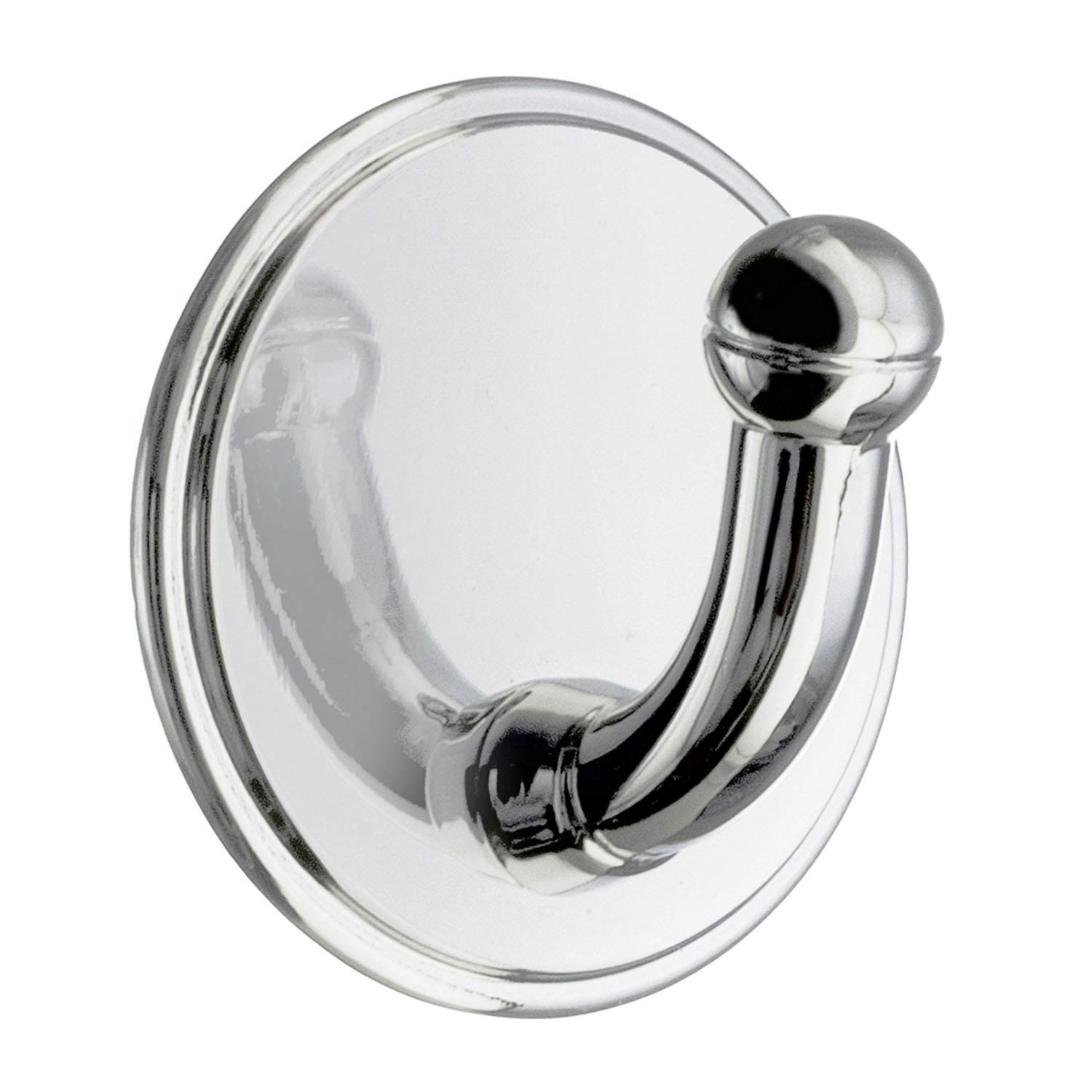Rackhams Polished Chrome Single Hook (48 X 48Mm) Self Adhesive Bathroom Wall Mounted