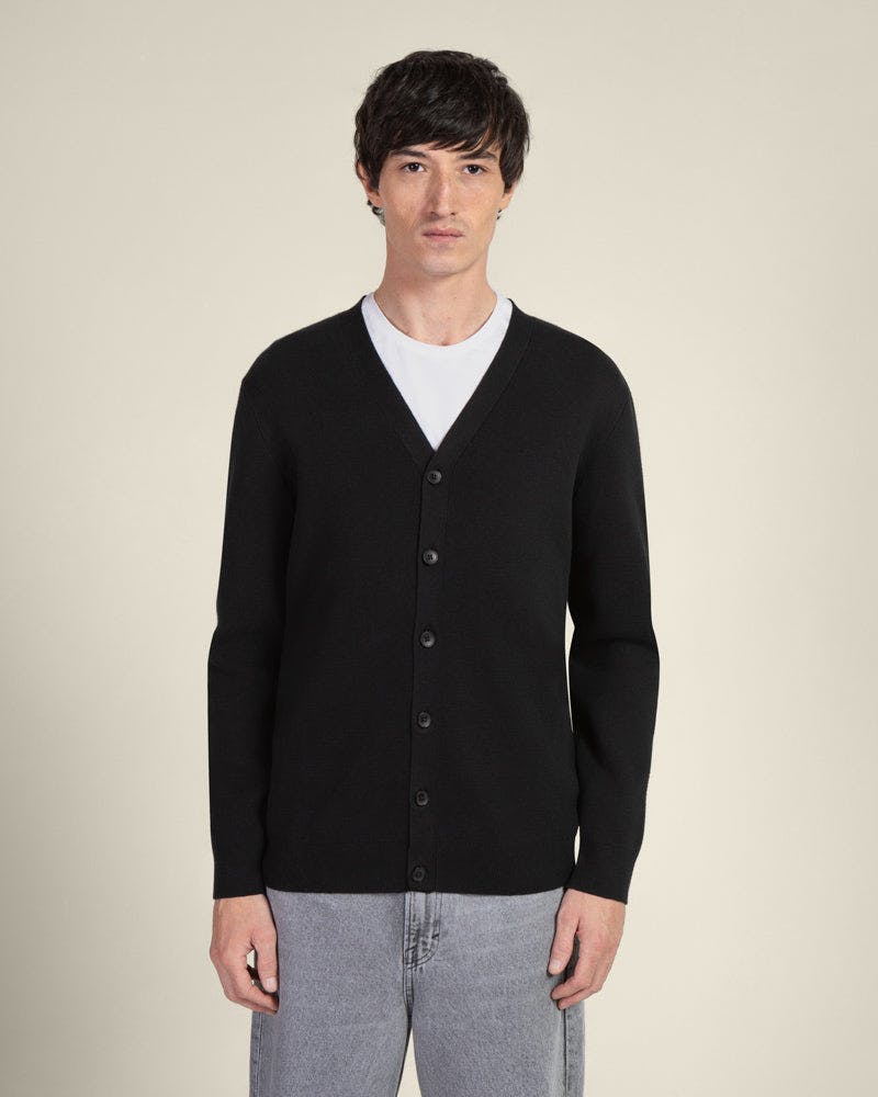 Larsson & Co Black Milano Knit V-Neck Cardigan - S