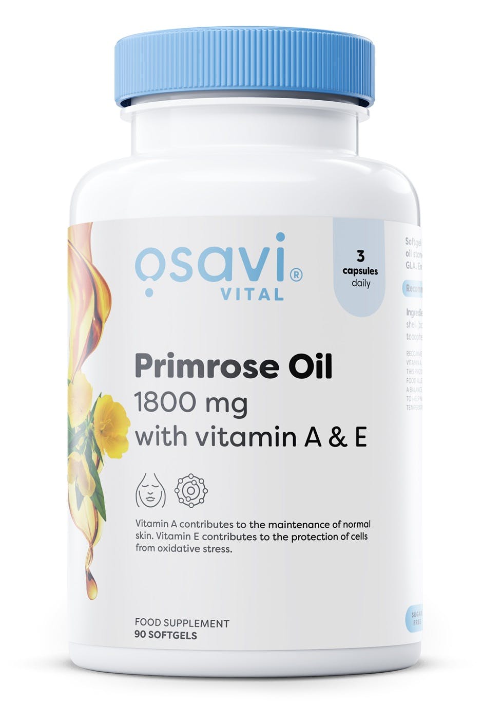 Osavi Primrose Oil With Vitamin A & E, 1800Mg - 90 Softgels - Image 5