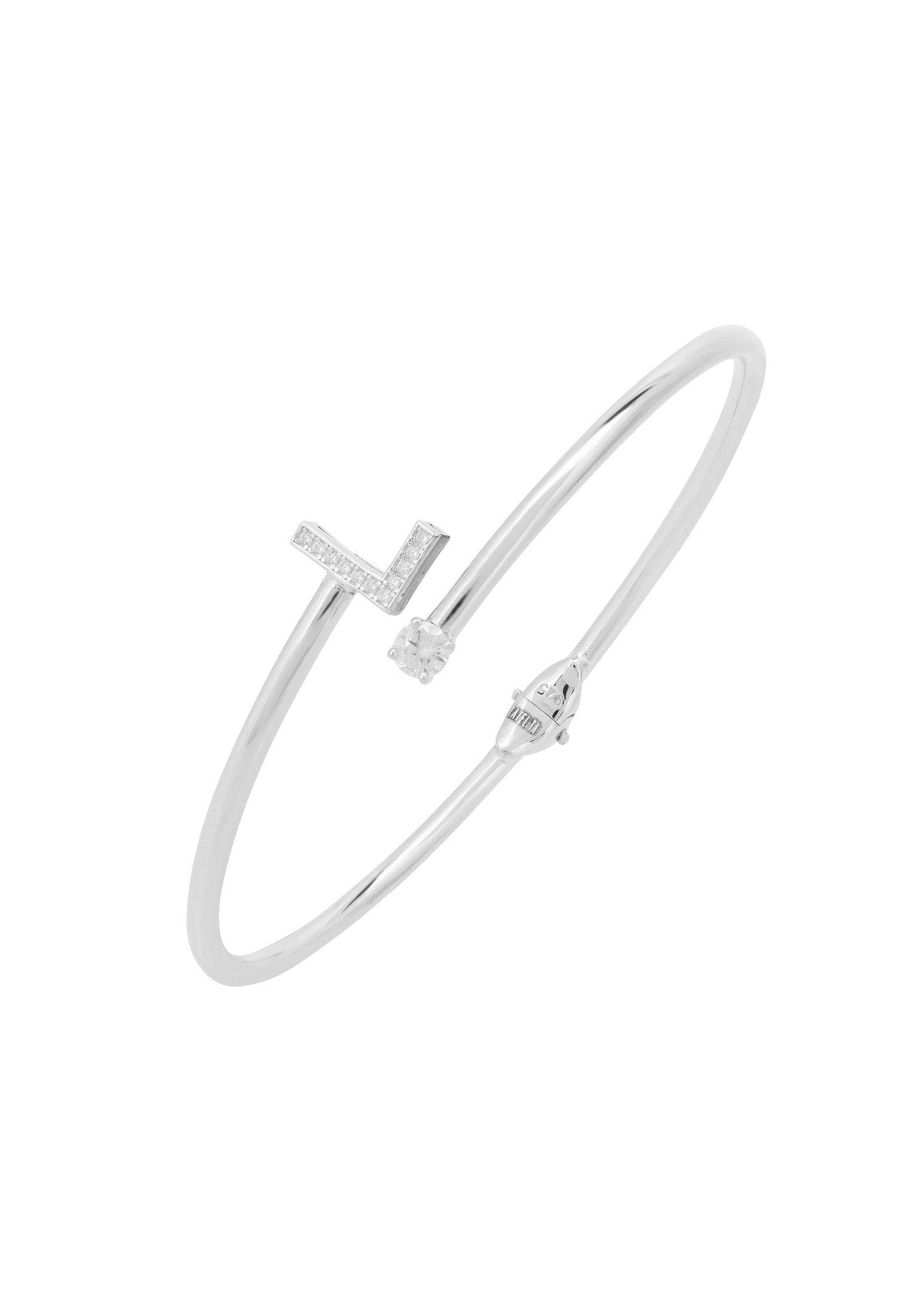 Latelita Silver Initial Bangle L