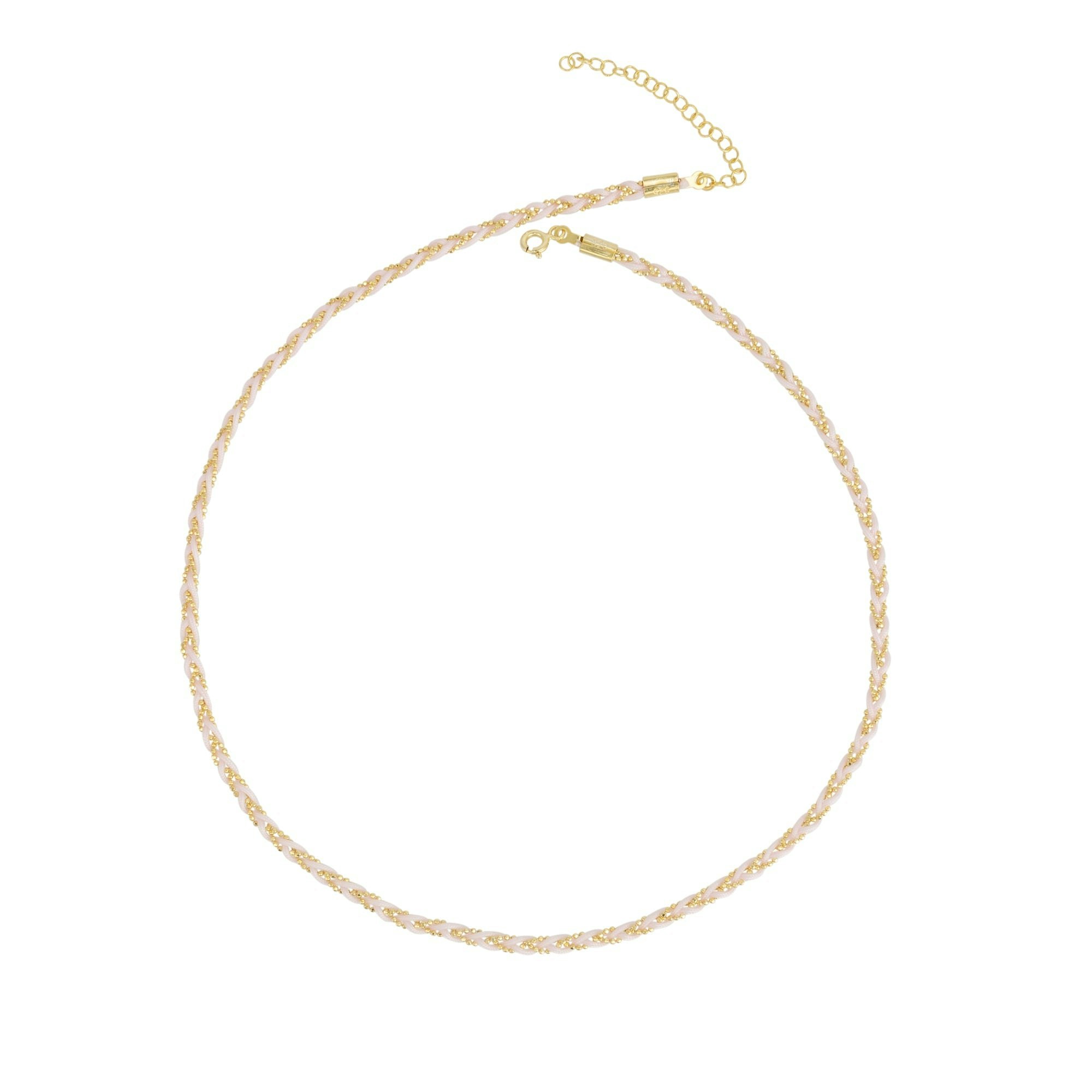 Spero London Silver/Lilac Handmade Rope Braided Sterling Beaded Chain Necklace
