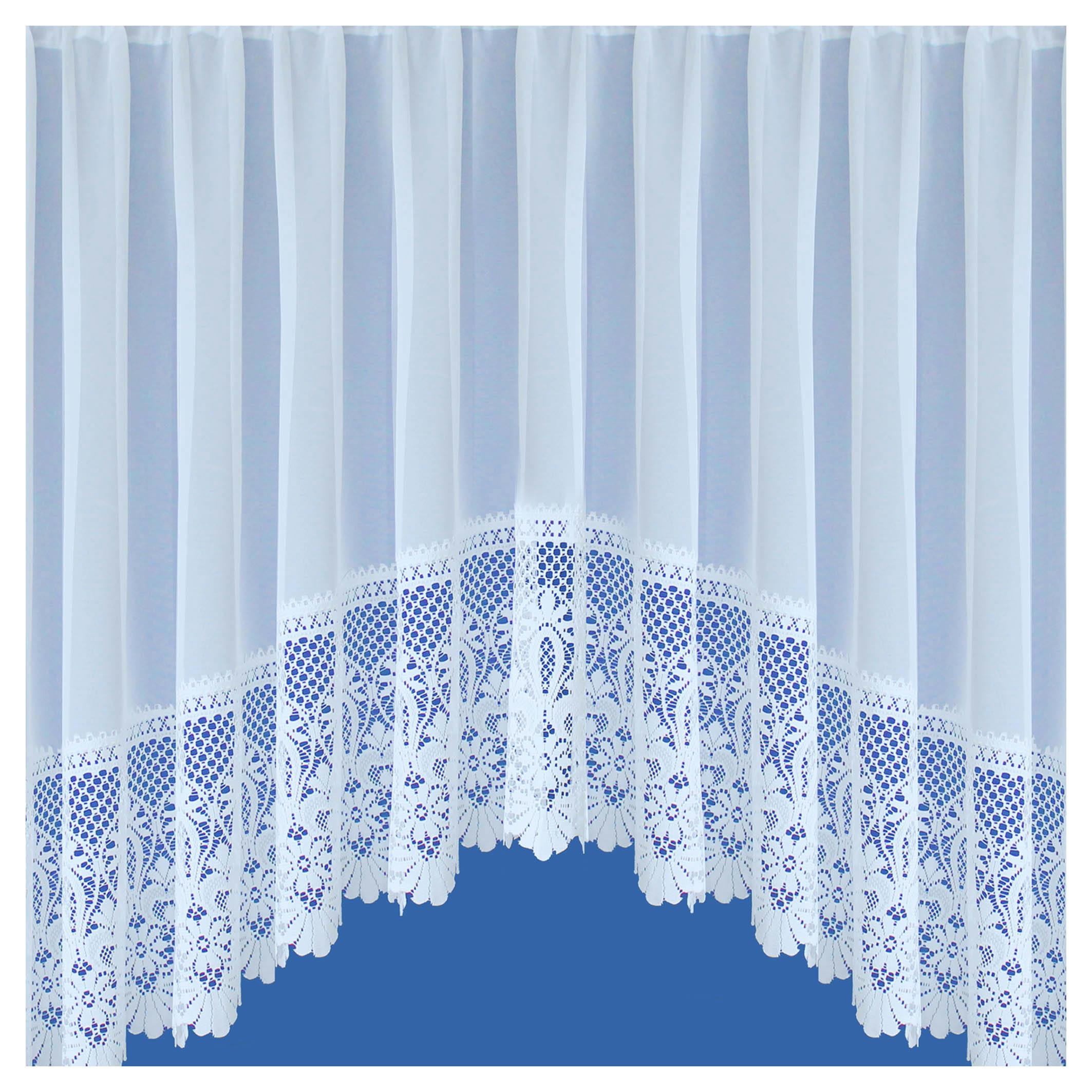 Rackhams White Traditional Base Design Net Lace Curtain Jardiniere With Elevated Base - 42" (107Cm) - 100" (254Cm)