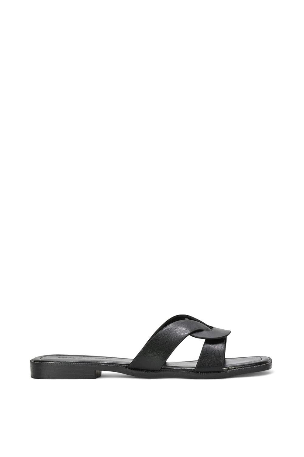 Xy London Women's Black Open Toe Slip On Slider Sandals With Square Toe - 4