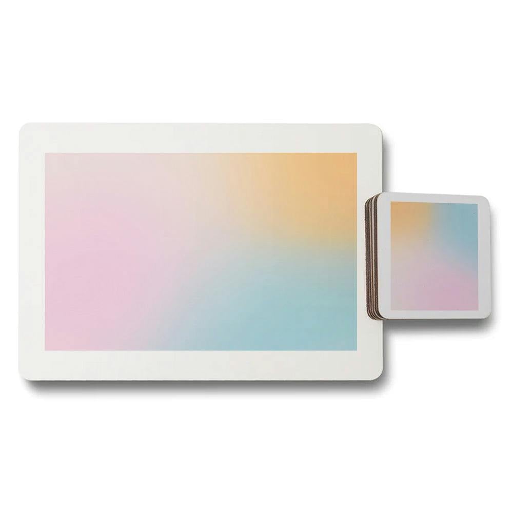 Rackhams Set Of 12 Placemats And Coasters With Wood Bottom And Gradient Artwork