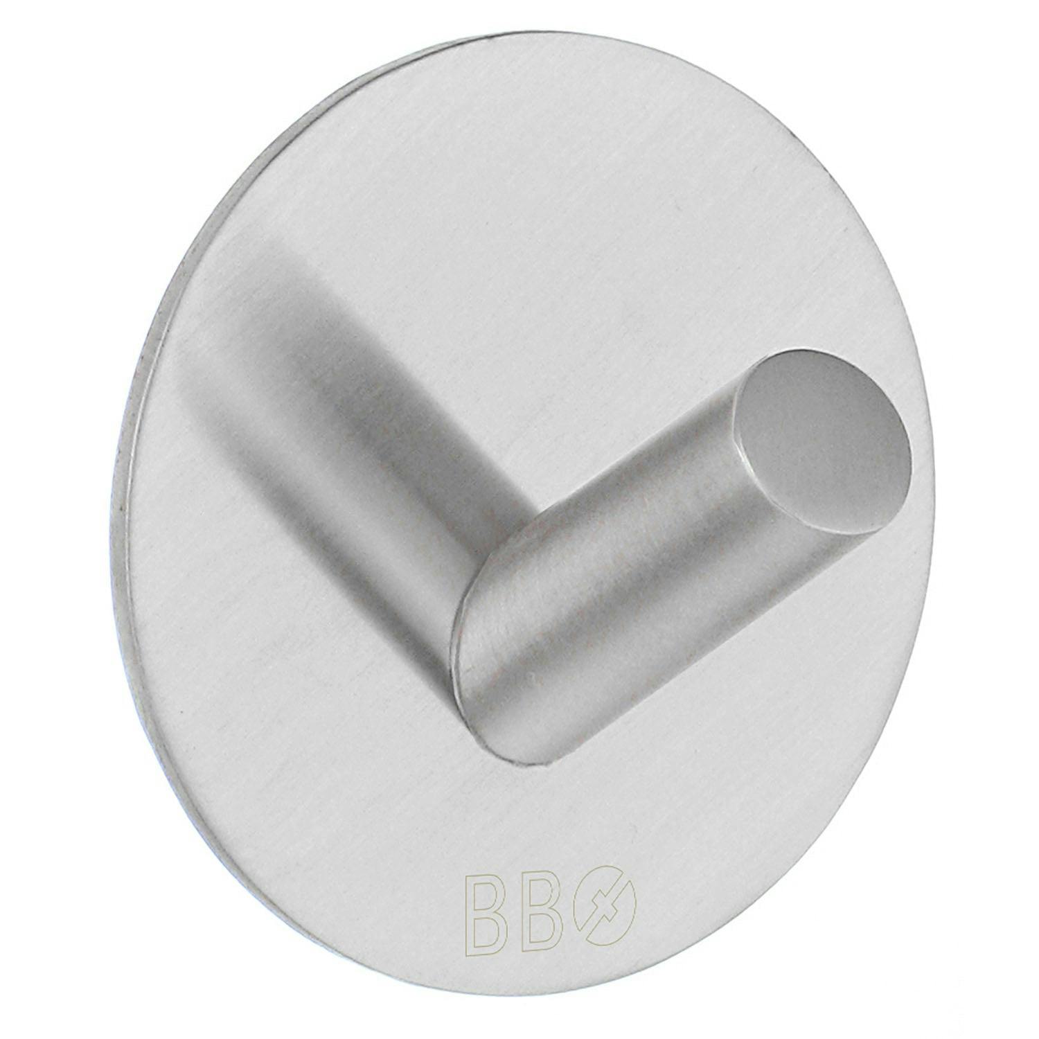 Rackhams Brushed Stainless Steel Single Towel Hook (48 X 48Mm) Self Adhesive Bathroom Wall Mounted