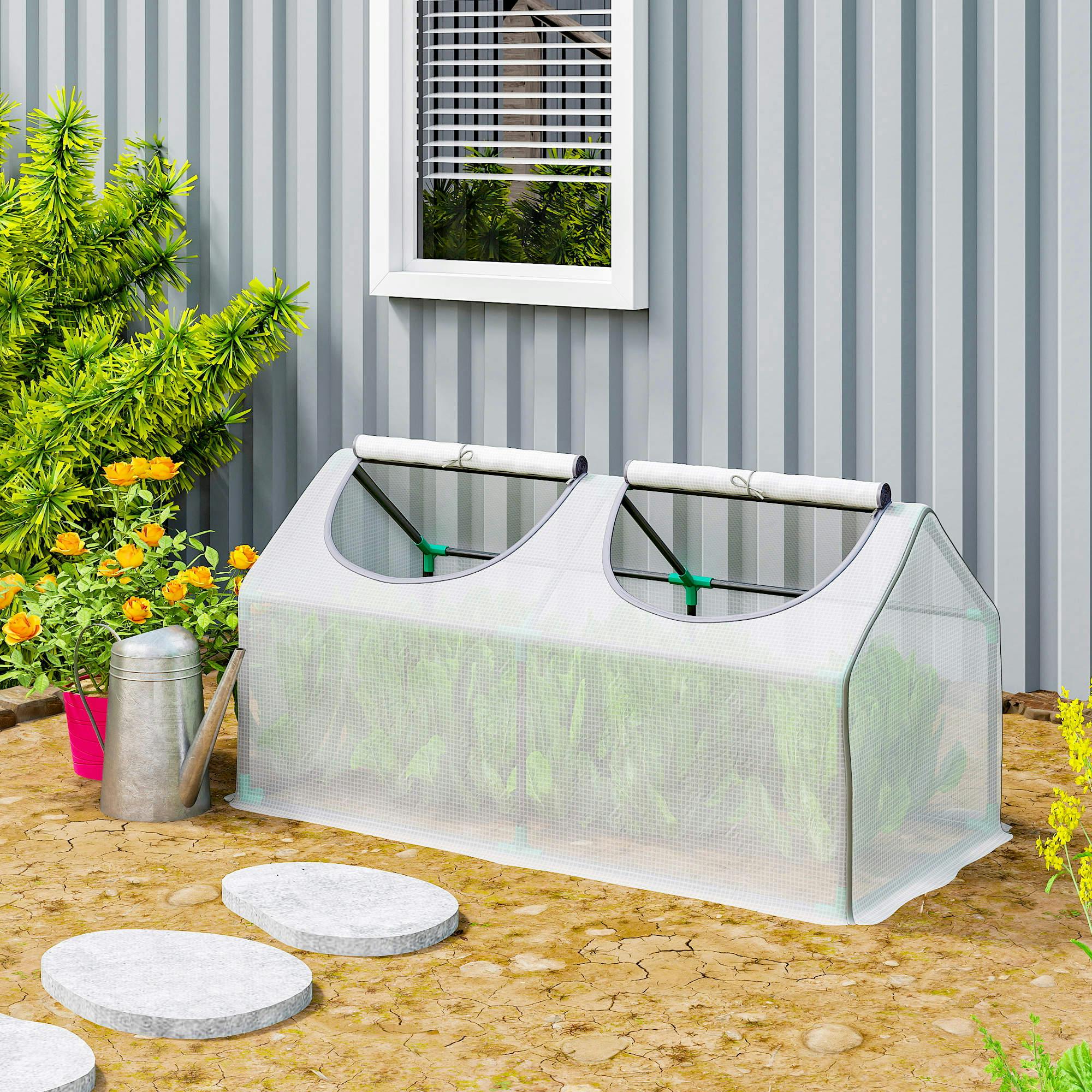 Blue Pirate White Mini Greenhouse With 2 Windows, Plant Flower Herbs Growing 120Cmx60cmx60cm - Image 3