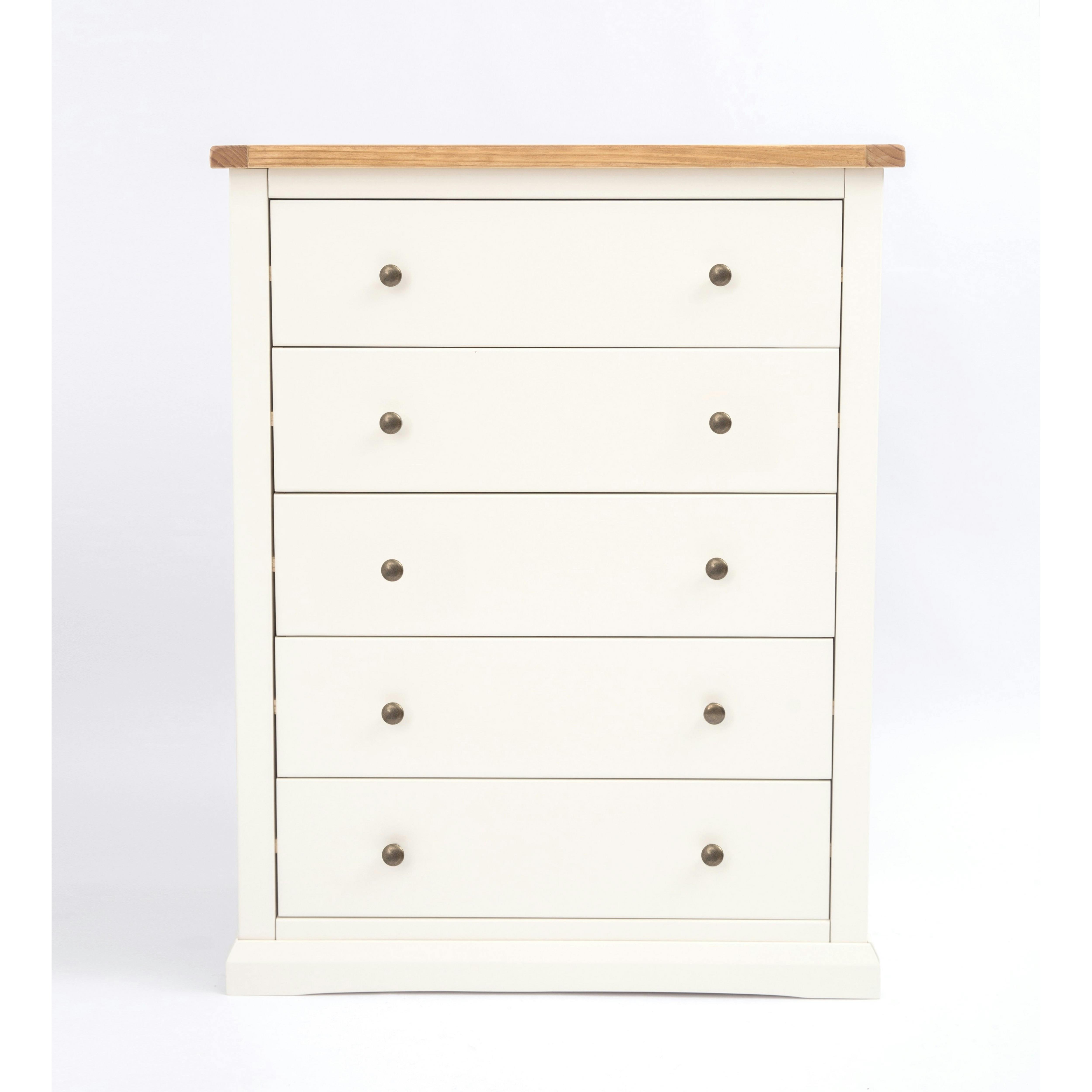 Rackhams White Castelli 5 Drawer Chest Of Drawers Brass Knob - Off