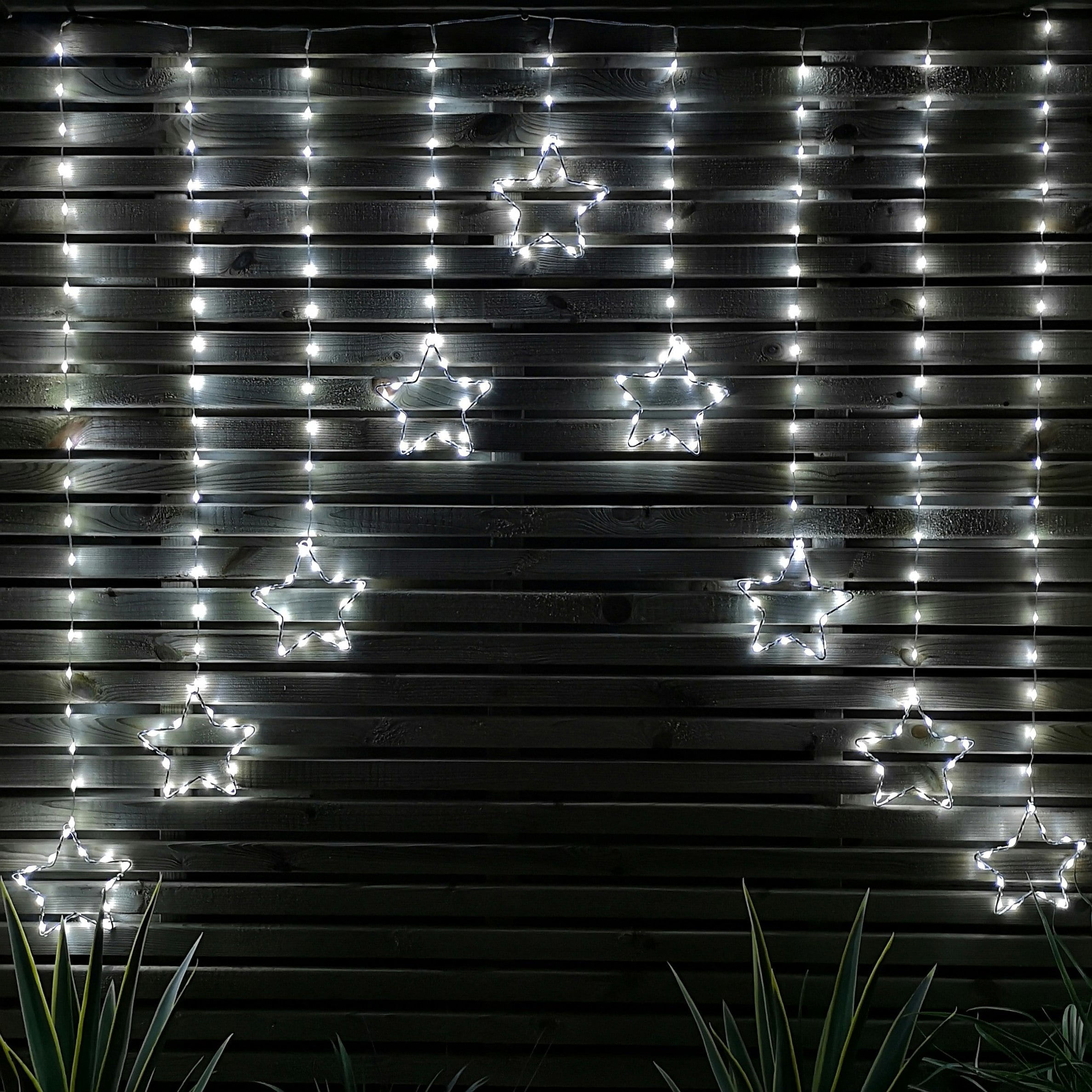 Rackhams White 1.2M Cool Led Star Curtain Lights Christmas Decorations