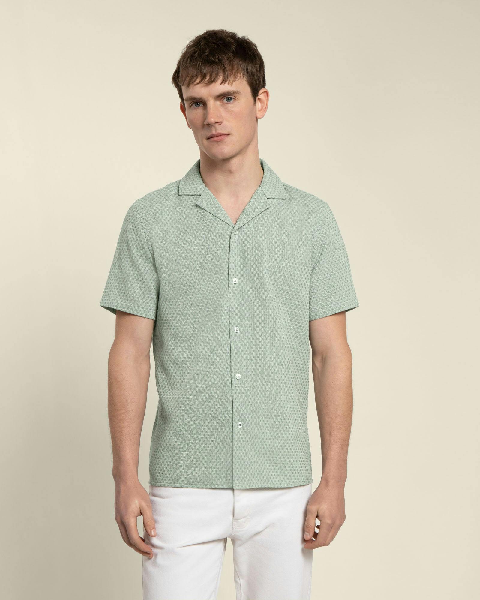 Larsson & Co Mint Textured Short Sleeve Shirt - Xl - Mint