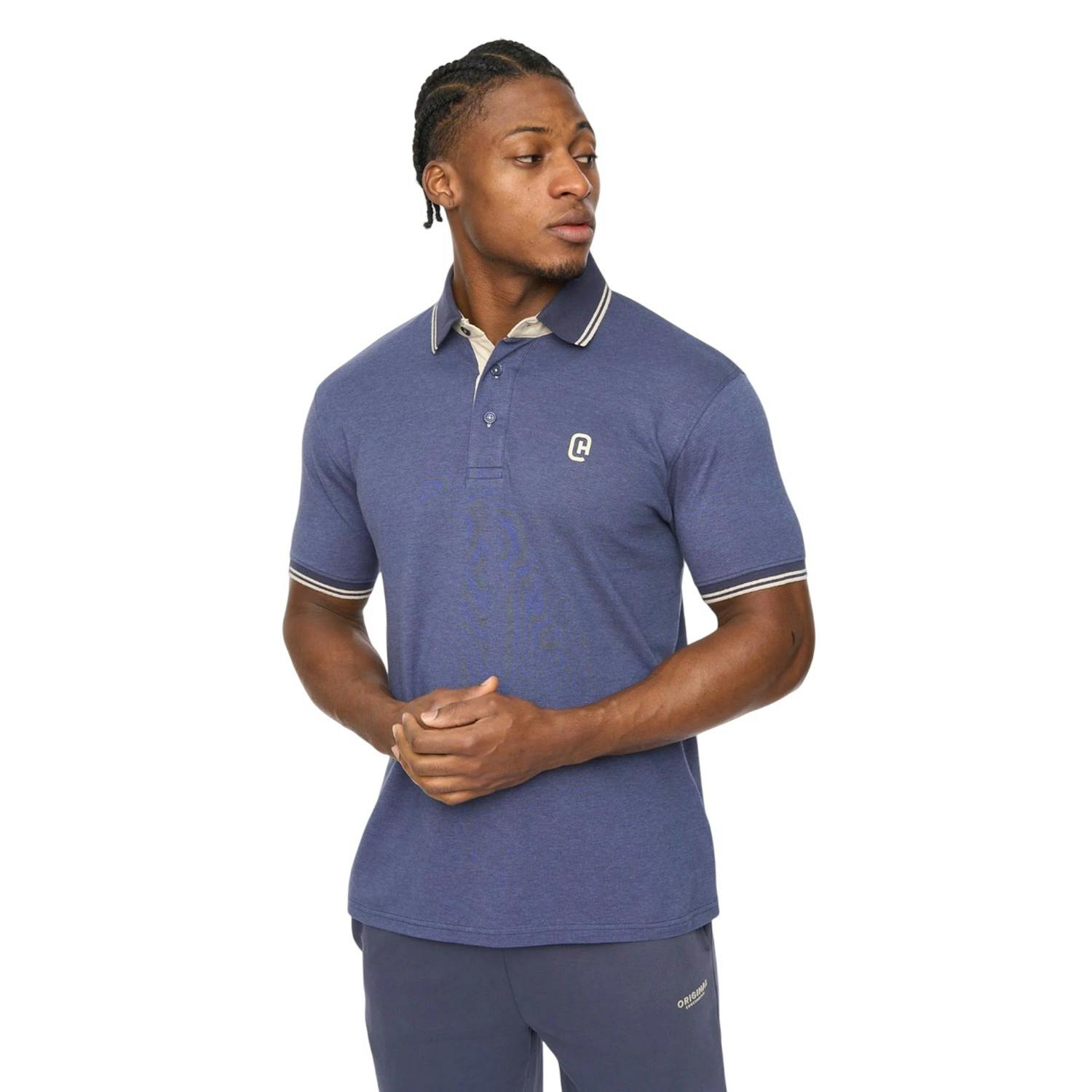 Crosshatch Men's Blue Preece Polo Shirt - L - 100% Cotton