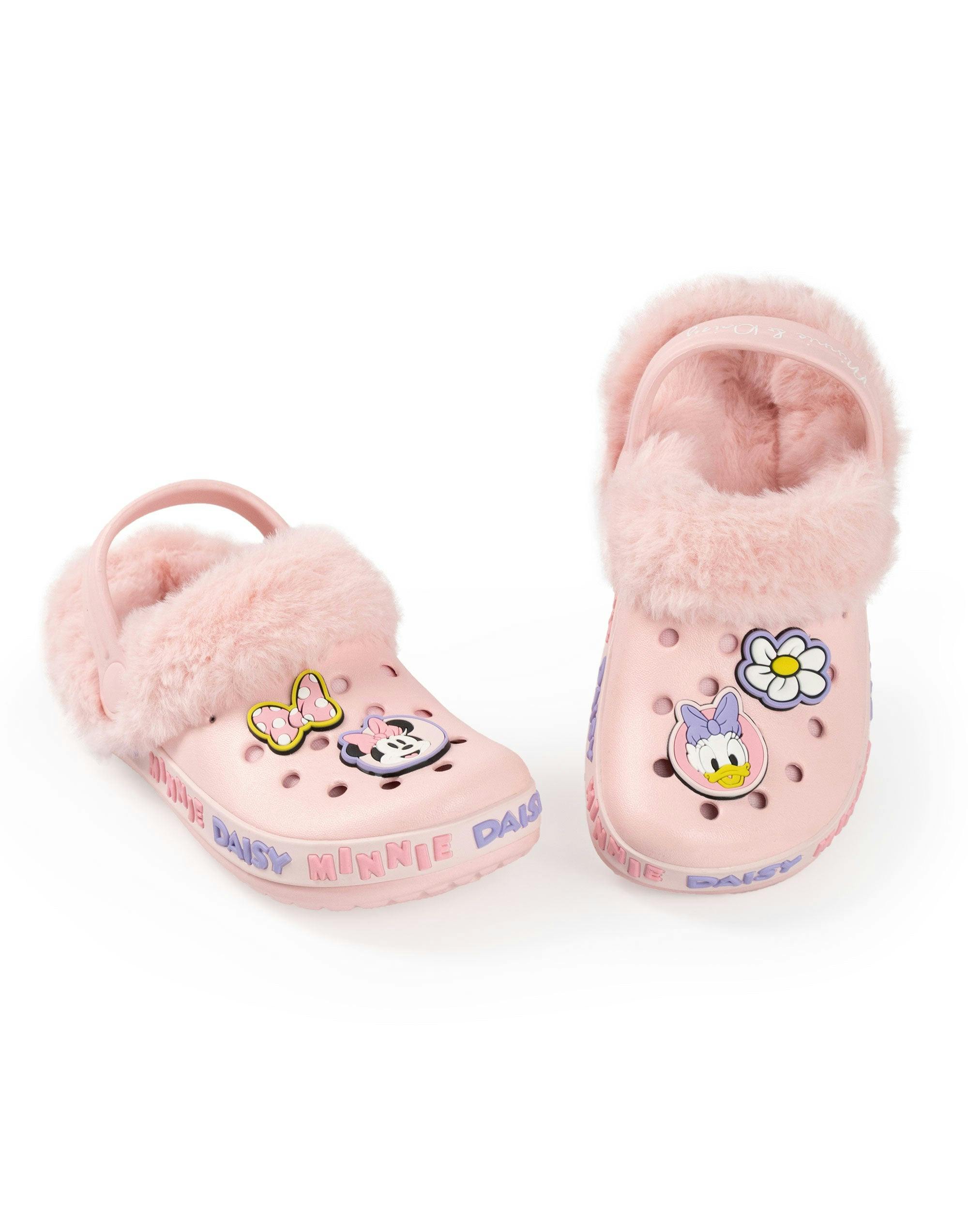 Vanilla Underground Girls Pink Disney Minnie Mouse Minnie And Daisy Fur Lined Clogs - 11 Uk Child