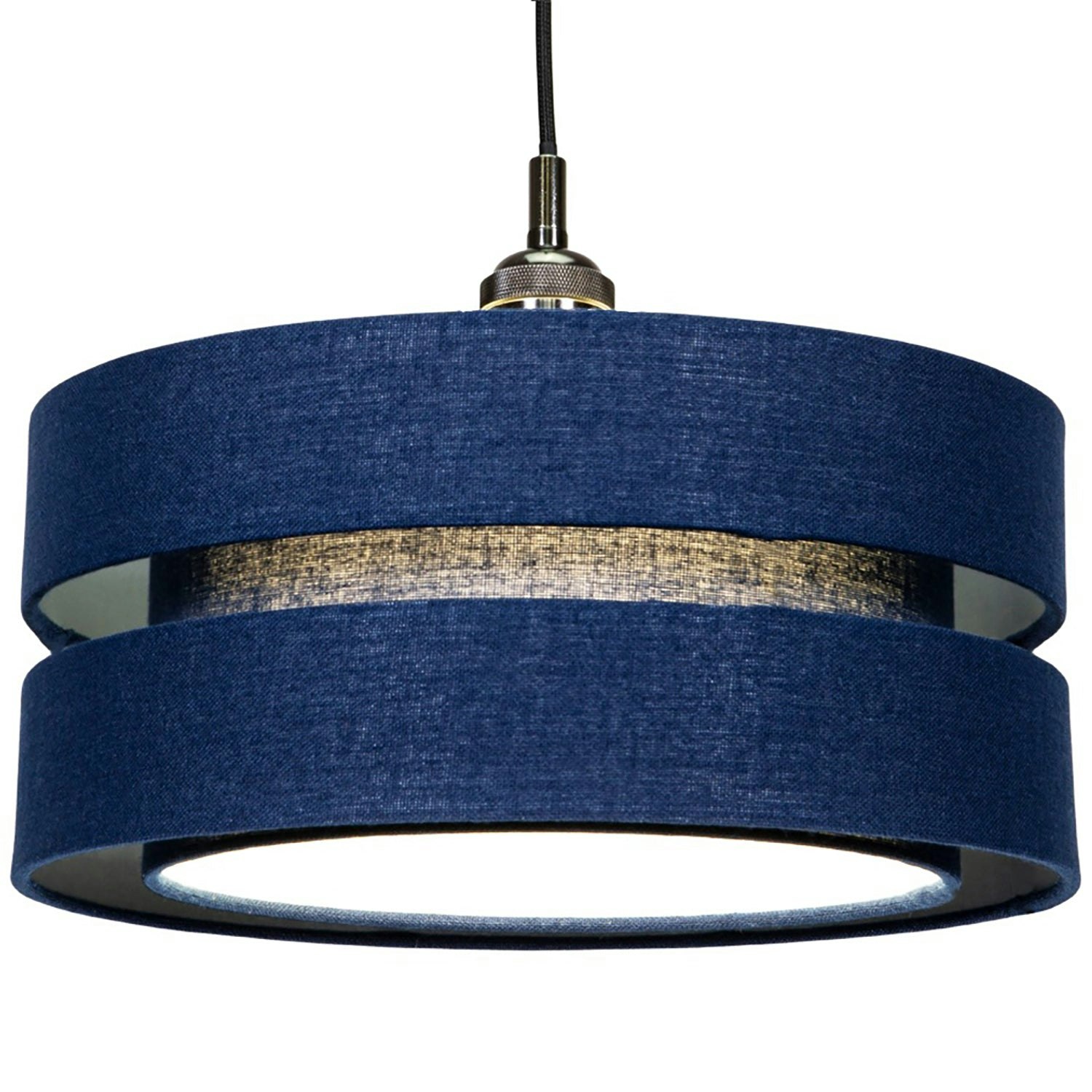 Rackhams Blue Modern 14" Midnight Linen Fabric Triple Tier Ceiling Pendant Lamp Shade