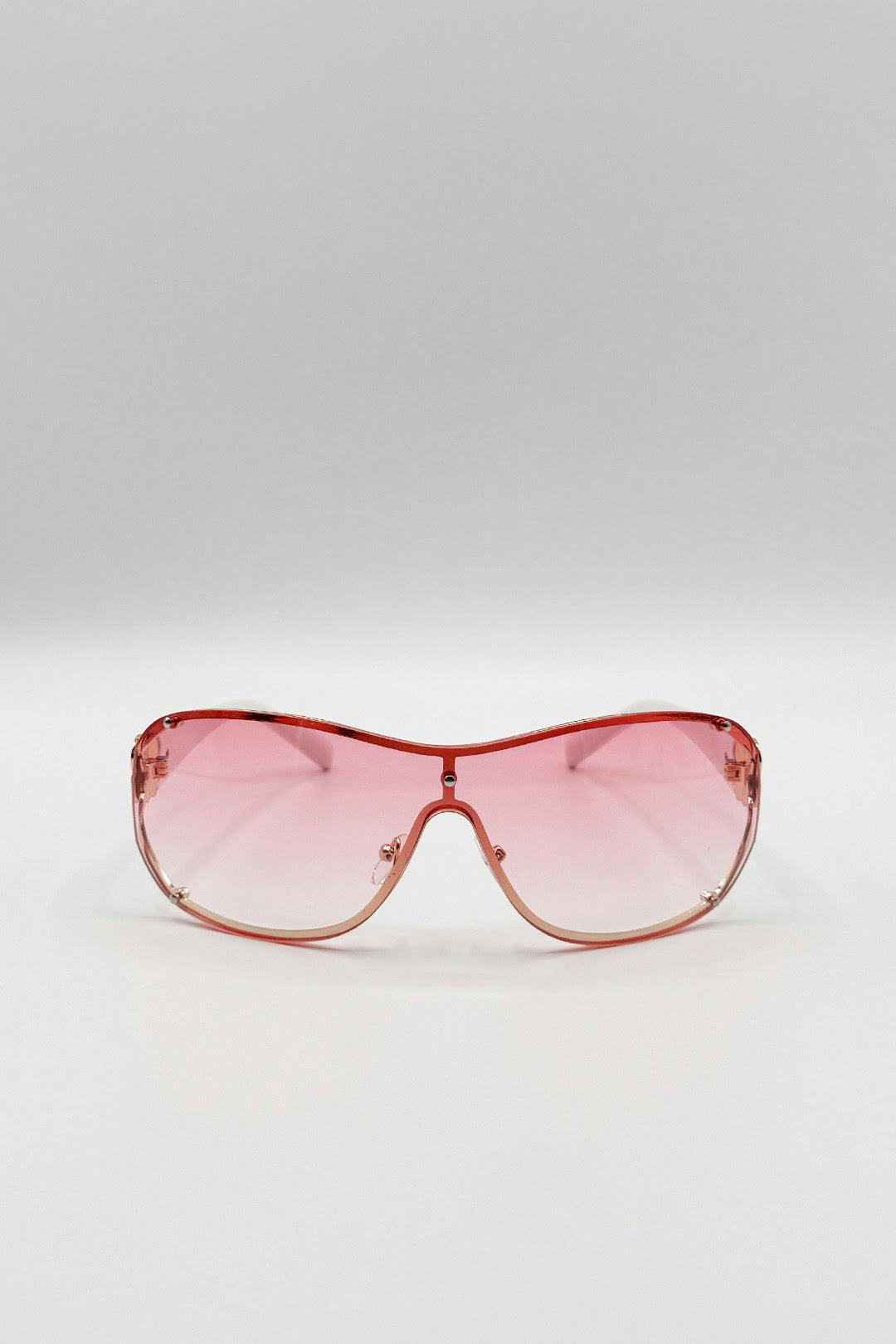 Svnx Pink Vintage Rose Wrap Around Sunglasses In - One Szie