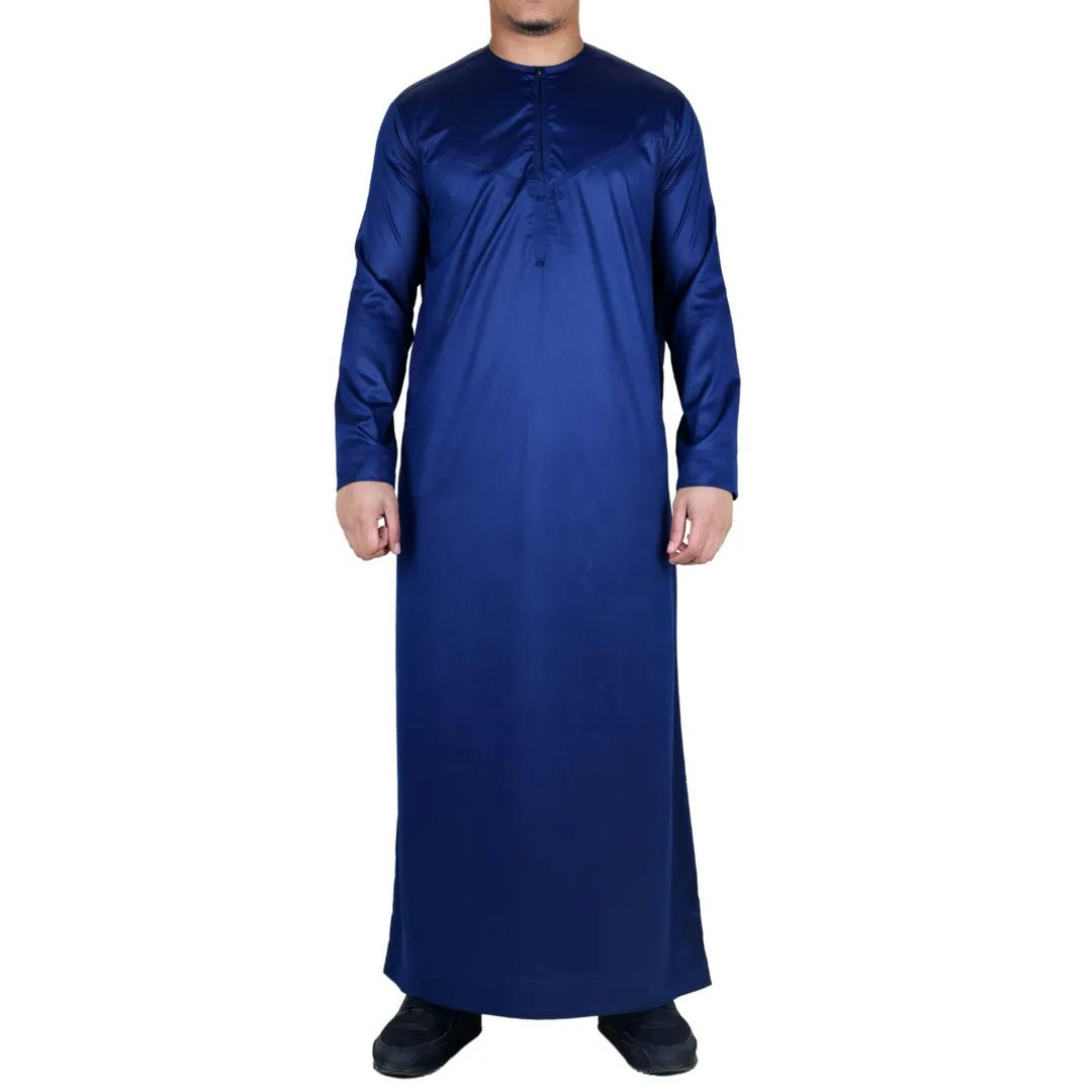 Thobez Men's Tt-002 - Satin Emirati Thobe Islamic Clothing - Navy - 58 - Regular