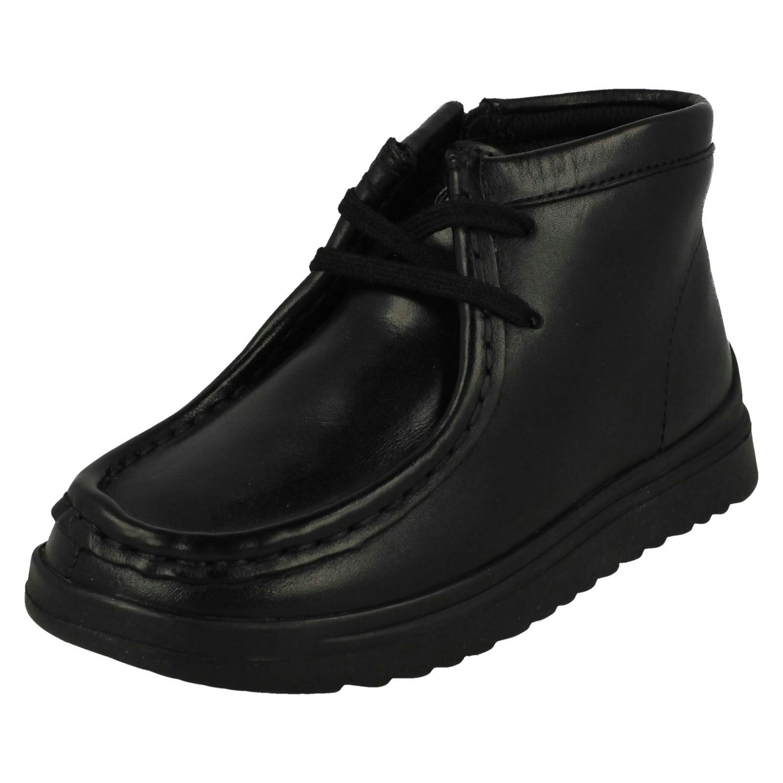 Clarks Boys Black Ankle Boots Ideal For School Goal Wally K - Leather - Uk 10.5 Child - F
