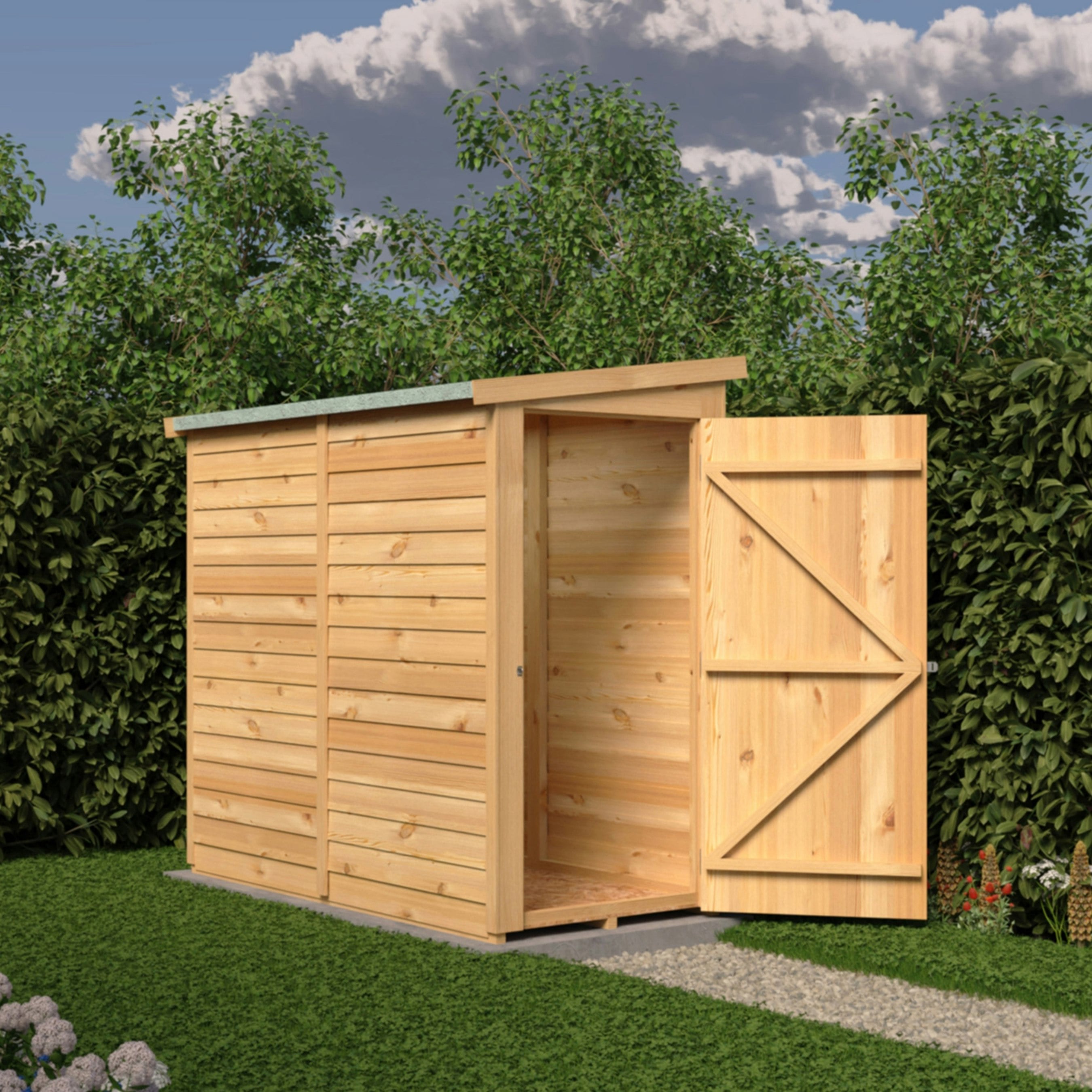 Rackhams Overlap 6X3 Single Door Pent Shed