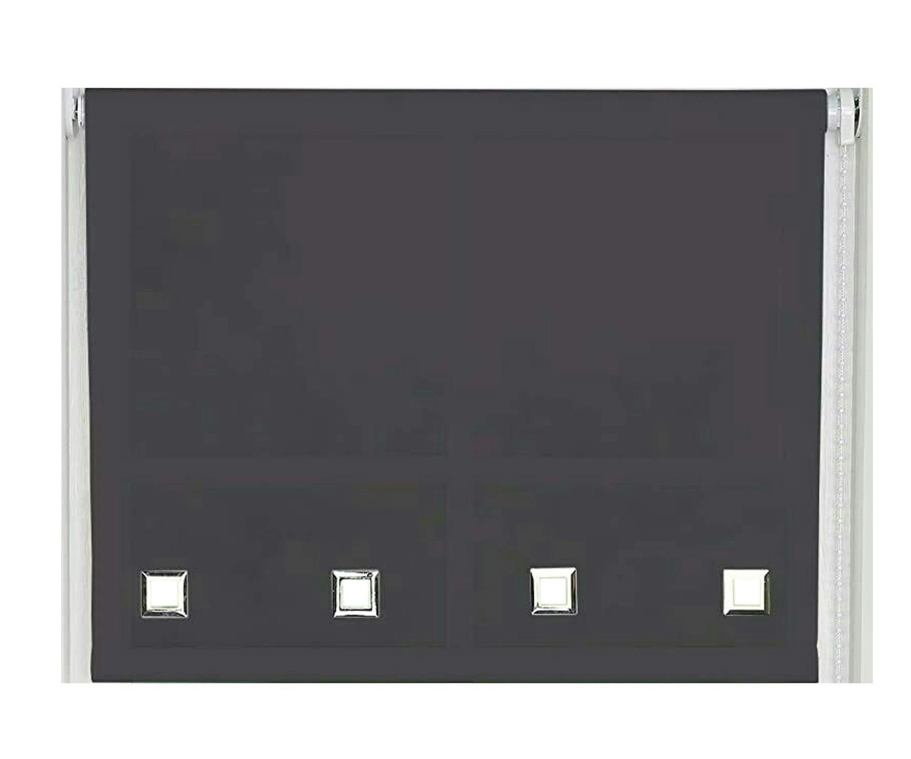 Newedgeblinds Black Square Eyelet Edge Roller Blind - 120Cm