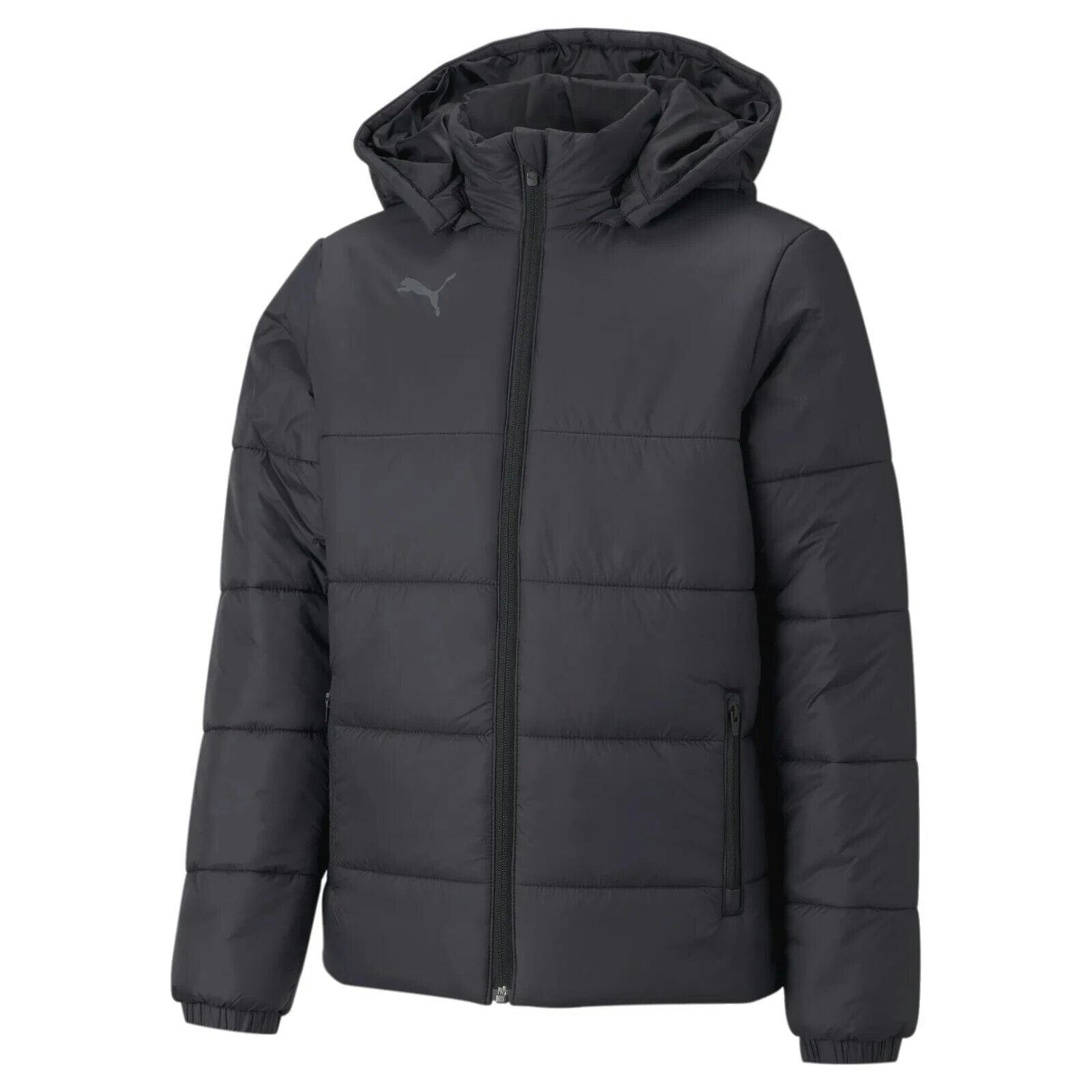 Puma Boys Black / Girls Teamliga Winter Padded Jacket Coat 657266 - 116 5-6 Years
