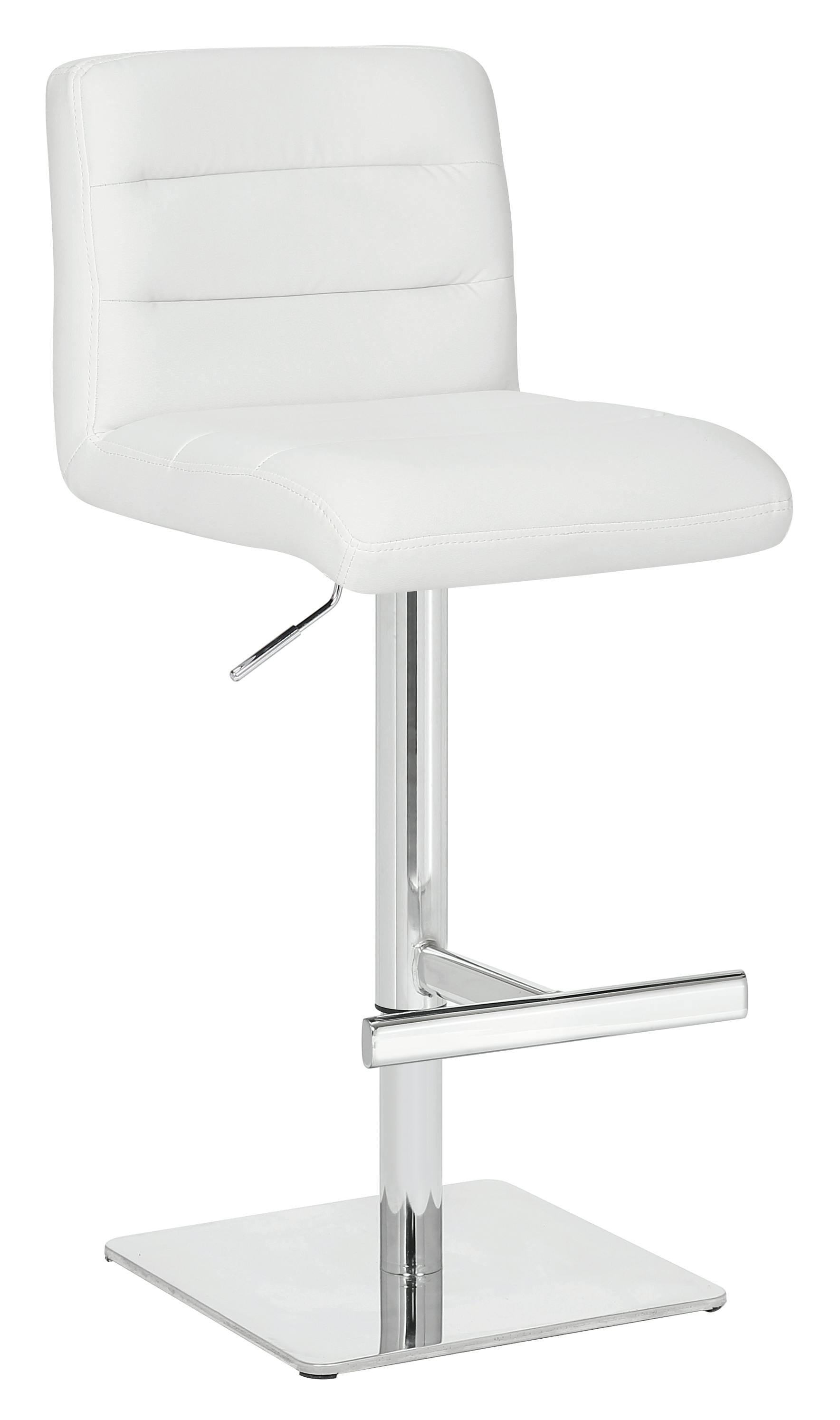 Lamboro White Luscious Deluxe Breakfast Bar Stool, Chrome Footrest, Adjustable Swivel Gas Lift, Home Bar & Kitchen Faux-Leather Barstool,