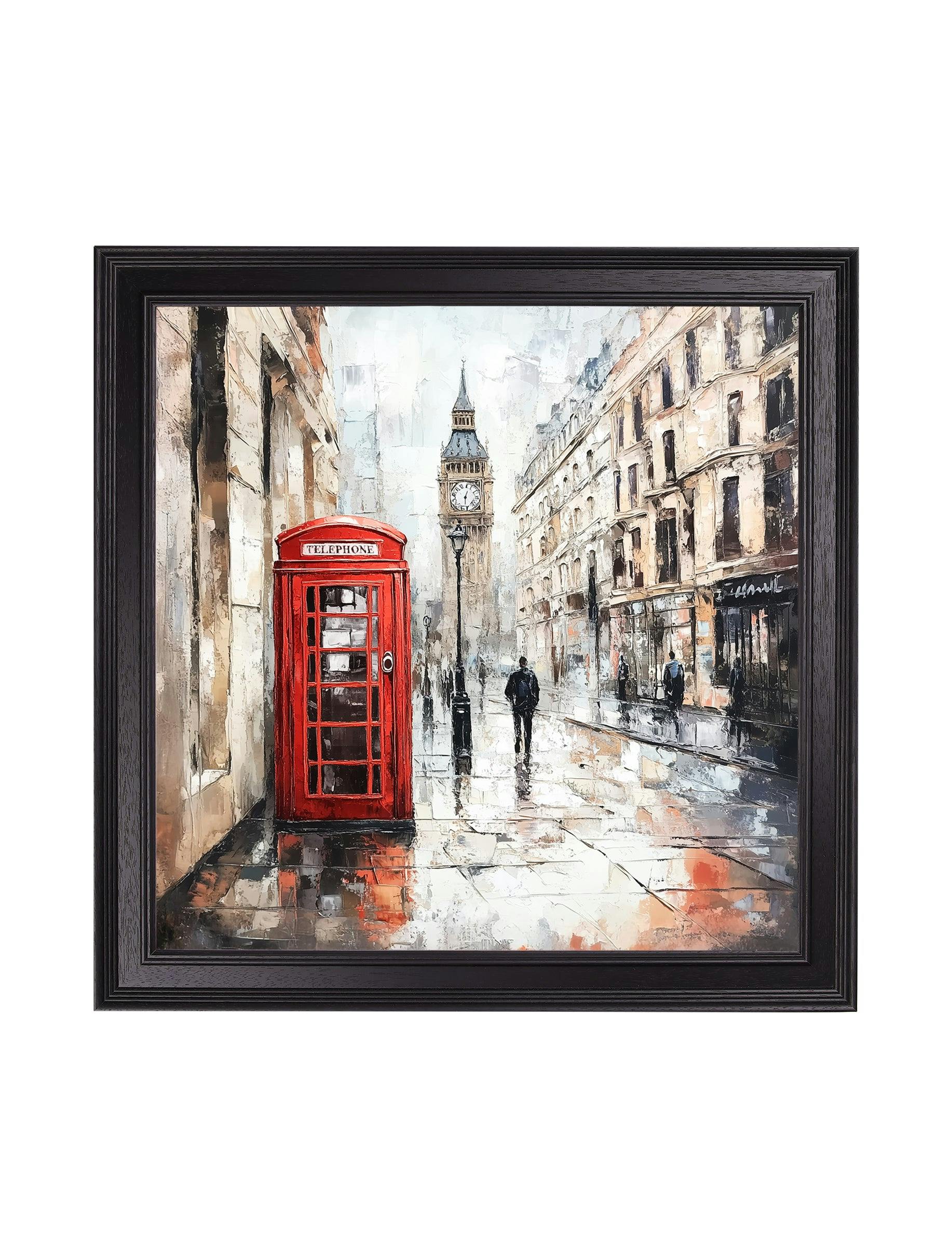 Rackhams Black London Telephone Box - Hurstwood Square Frame - 70 X 70Cm