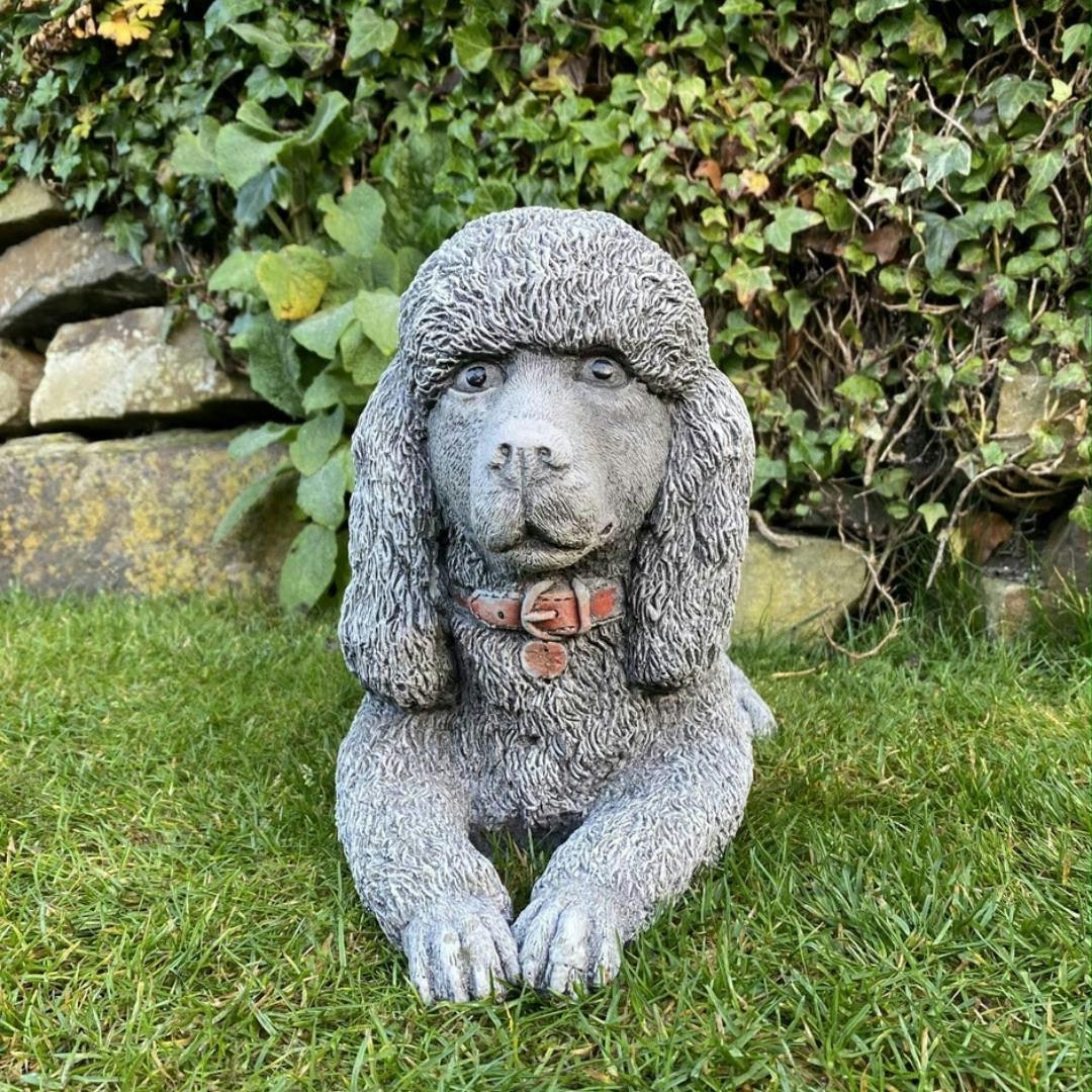 Osn Stunning Stone Cast Laying Poodle Statue