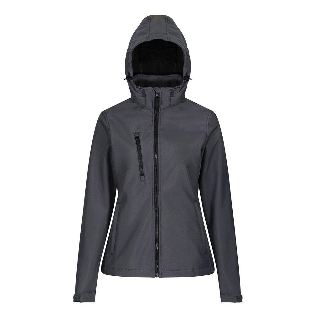 Regatta Women's Grey/Black Venturer Hooded Soft Shell Jacket - Seal - 20 Uk - Seal - 100% Polyester