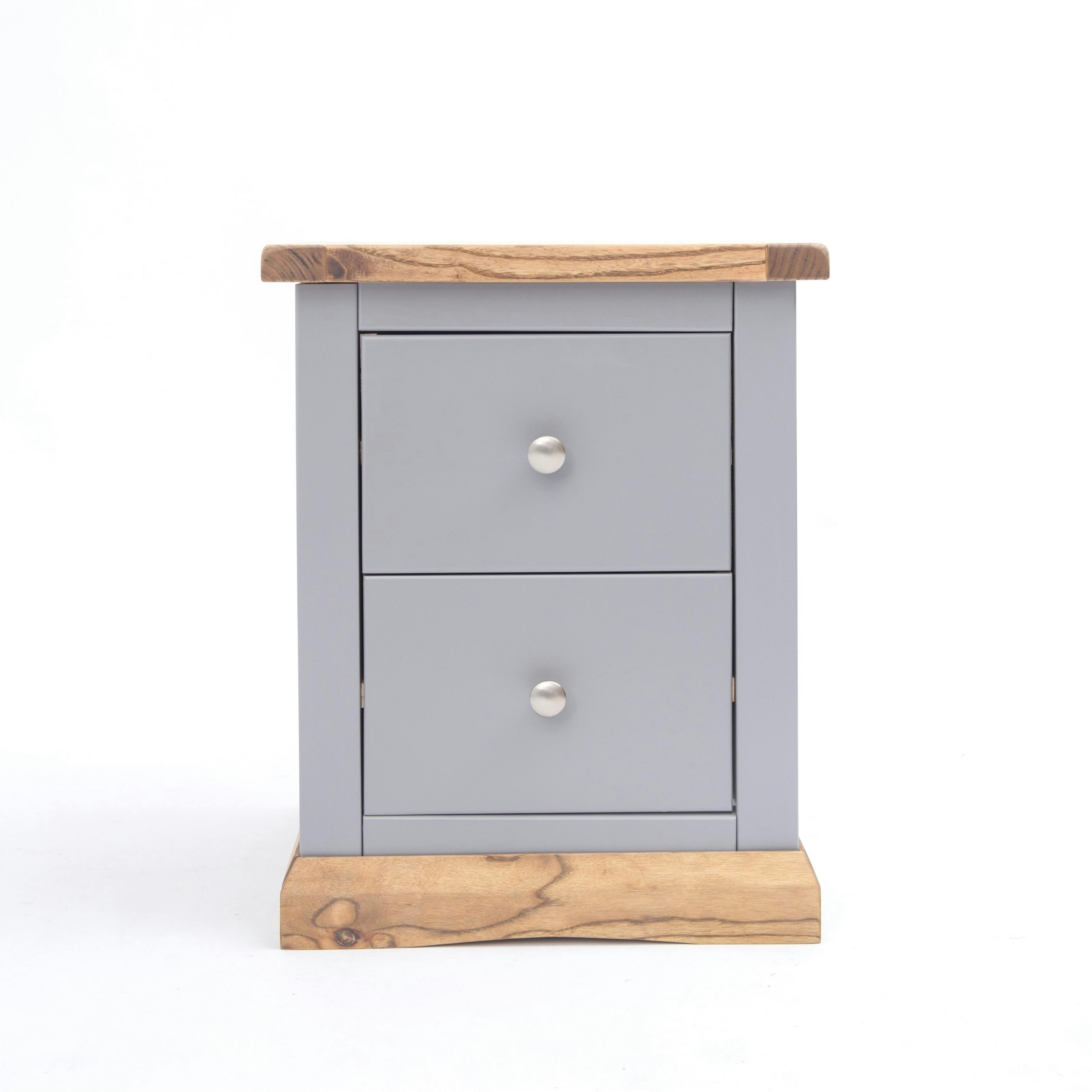 Cabinet Bits Grey Biccari 2 Drawer Bedside Table