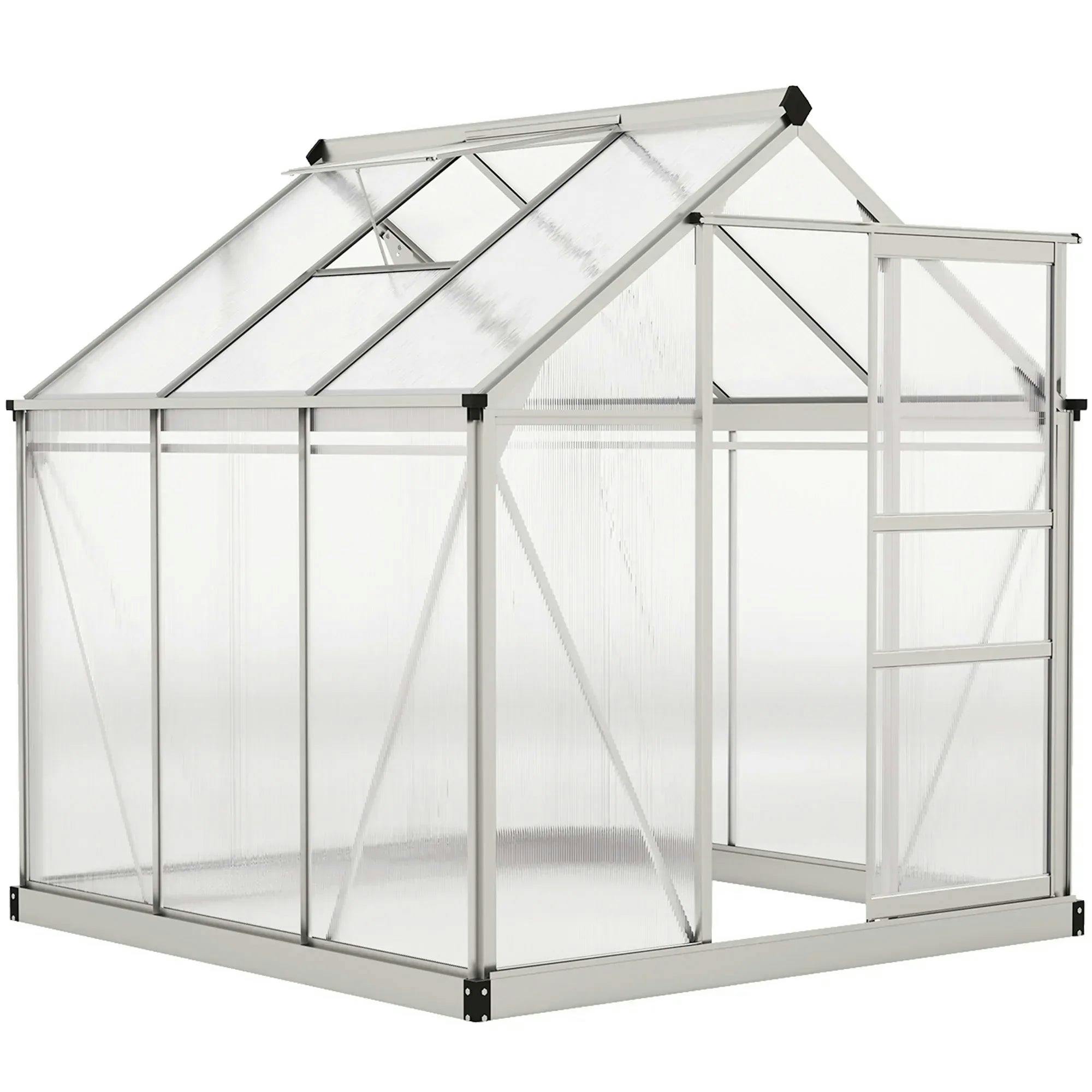 Rackhams Silver 6 X 6Ft Polycarbonate Greenhouse - Clear