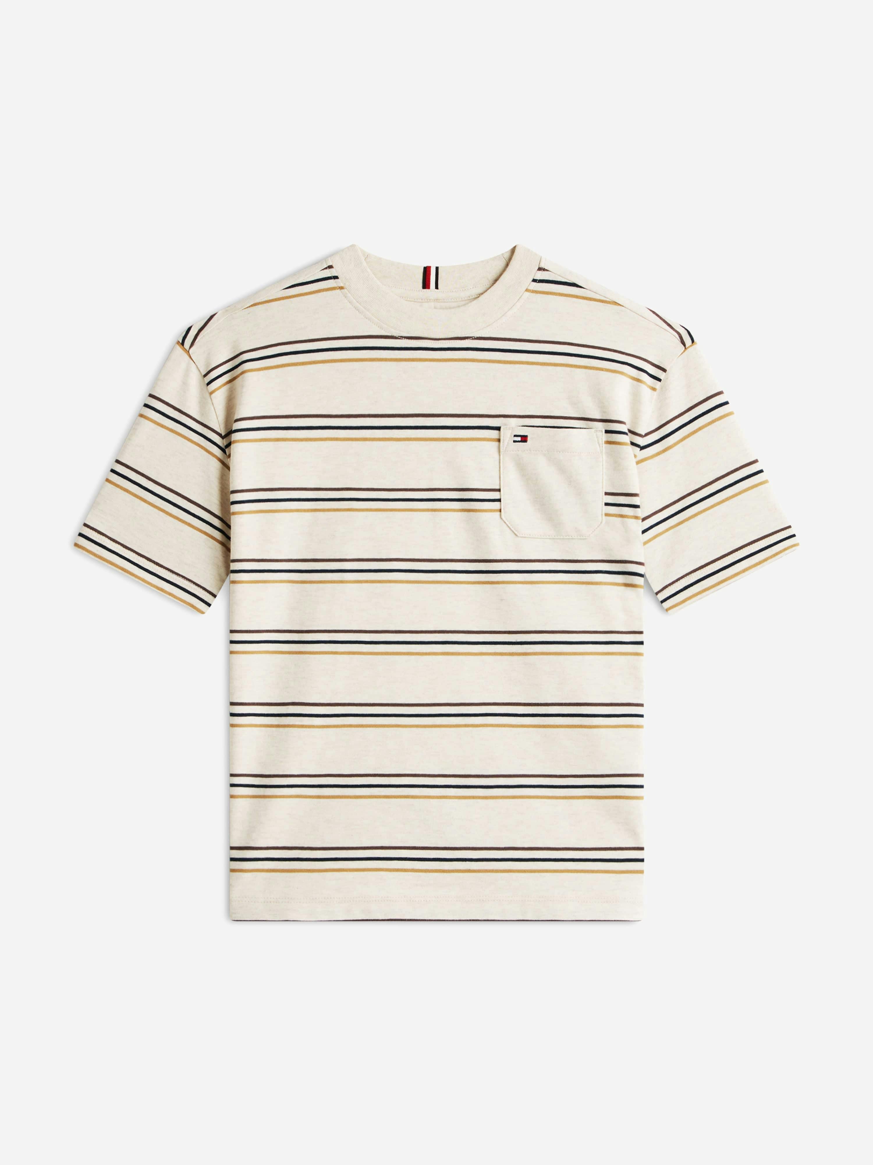 Tommy Hilfiger Boys Beige Heather Stripe T-Shirt In - 2 Yrs