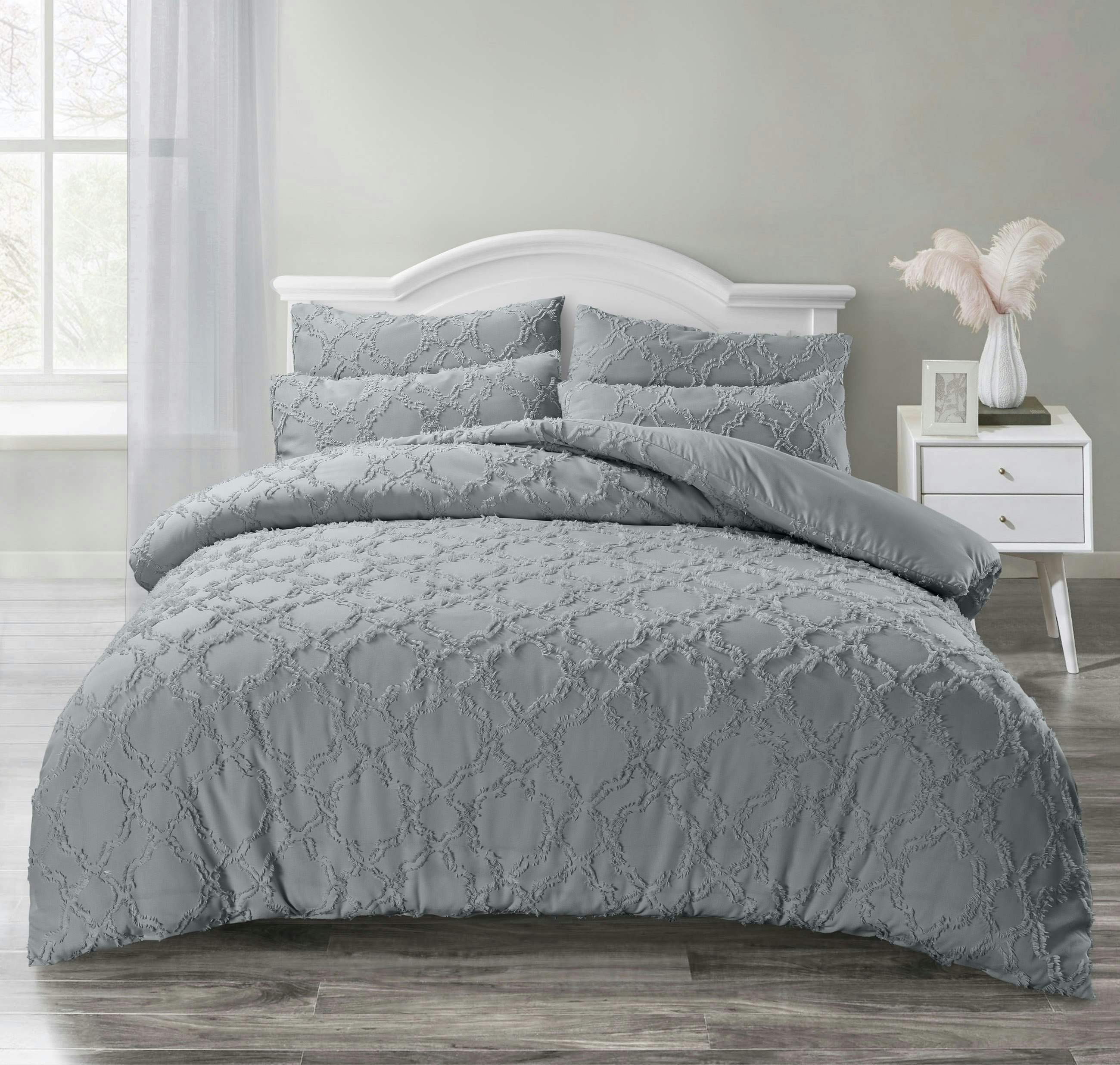 Intimates Grey Ophelia Tufted Duvet Cover & Pillowcase Set - King