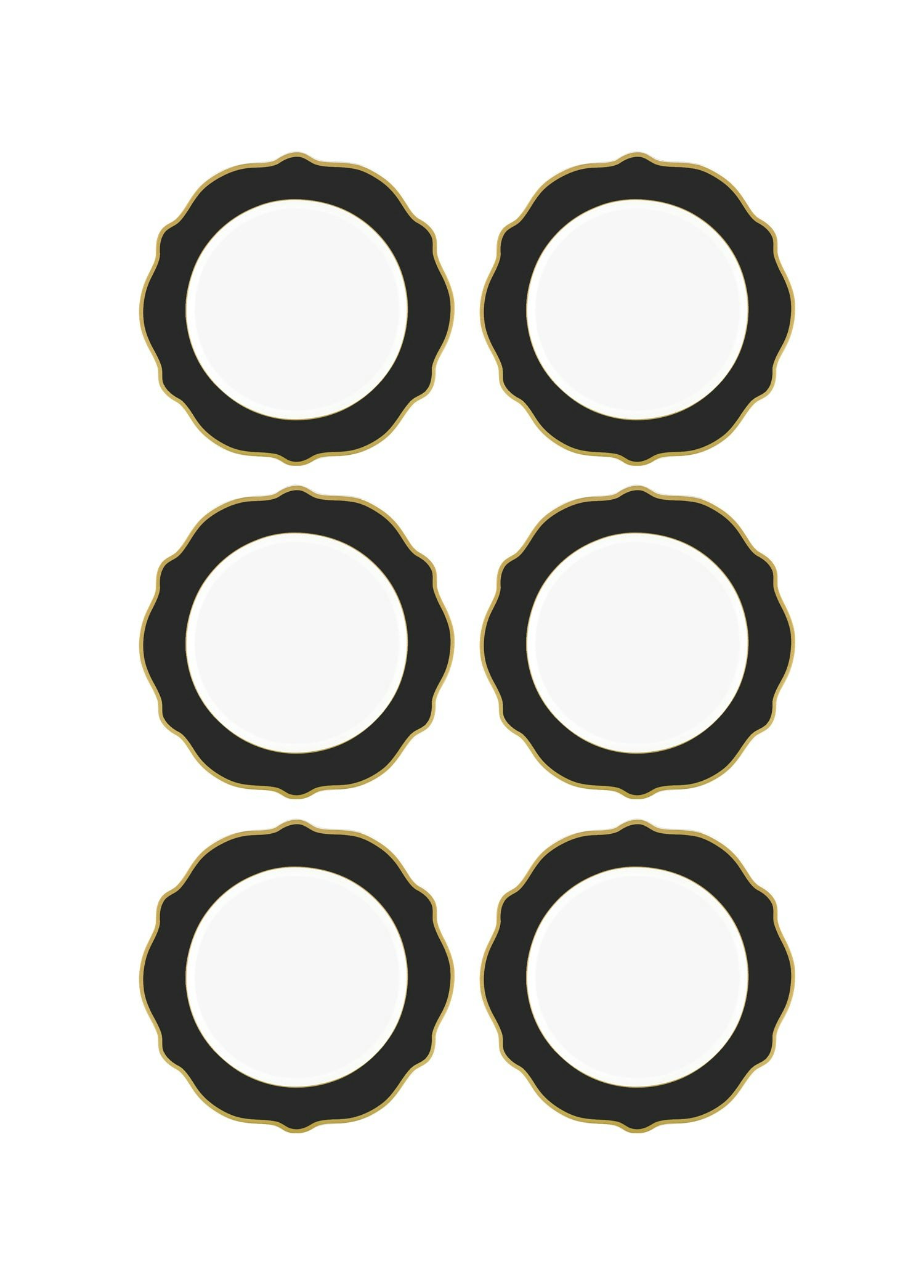 Rackhams Black Jaswely Collection Porcelain Side Plates, Set Of 6 (Black)