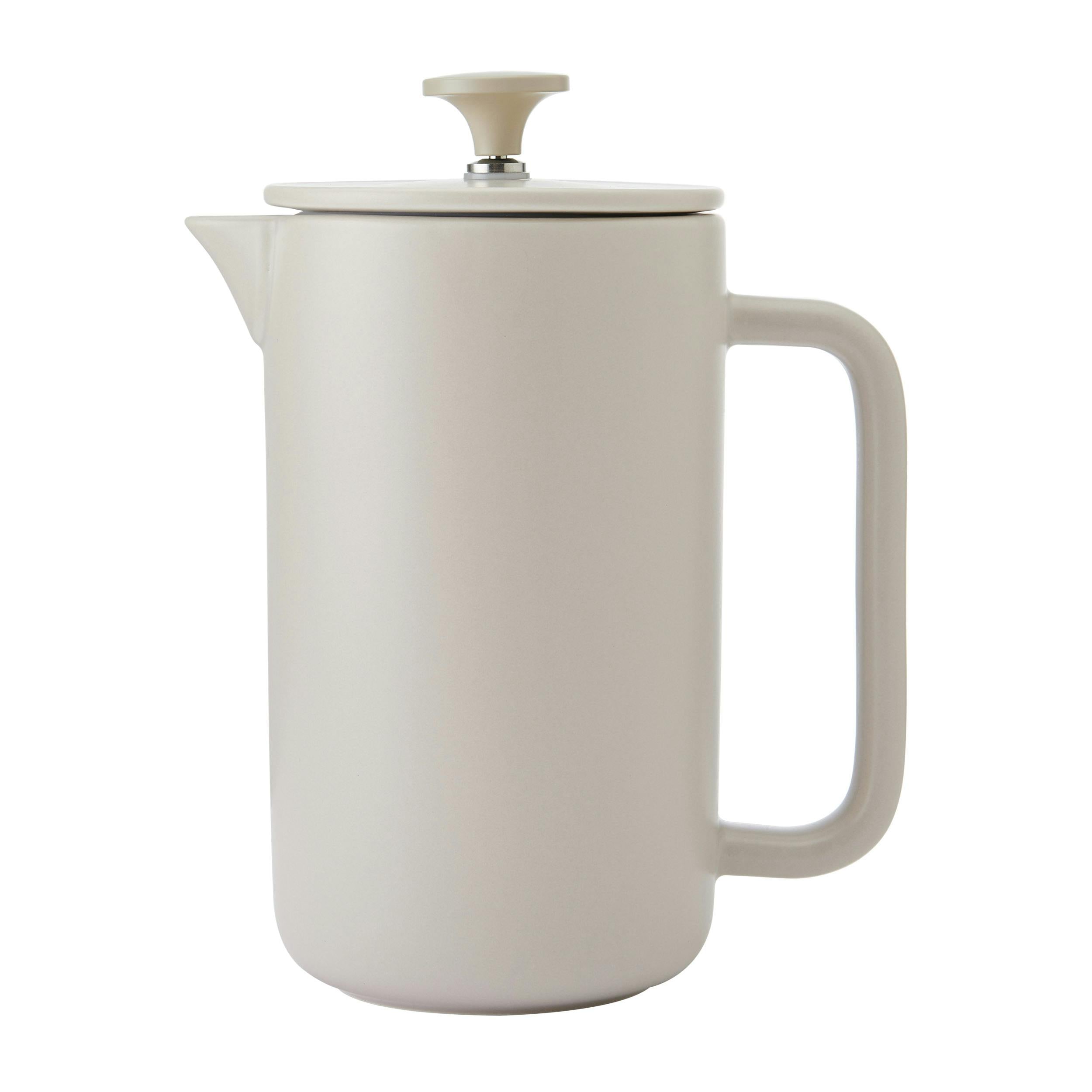 Rackhams Cream Arezzo 8 Cup Cafetière, Latte, 1L - Stoneware