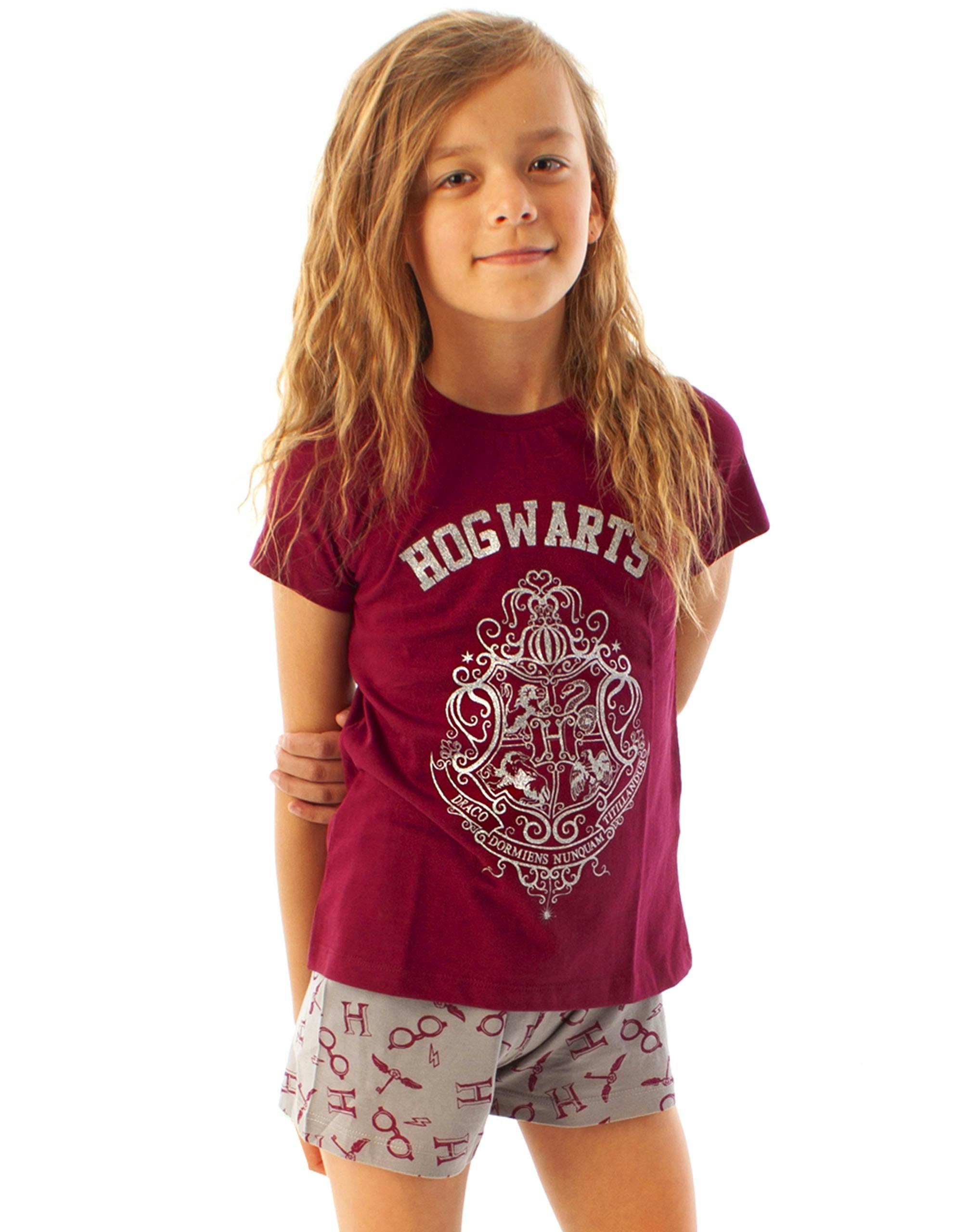 Vanilla Underground Girls Purple Harry Potter Hogwarts Crest Short Sleeve Short Leg Pyjama Set - 11-12 Years