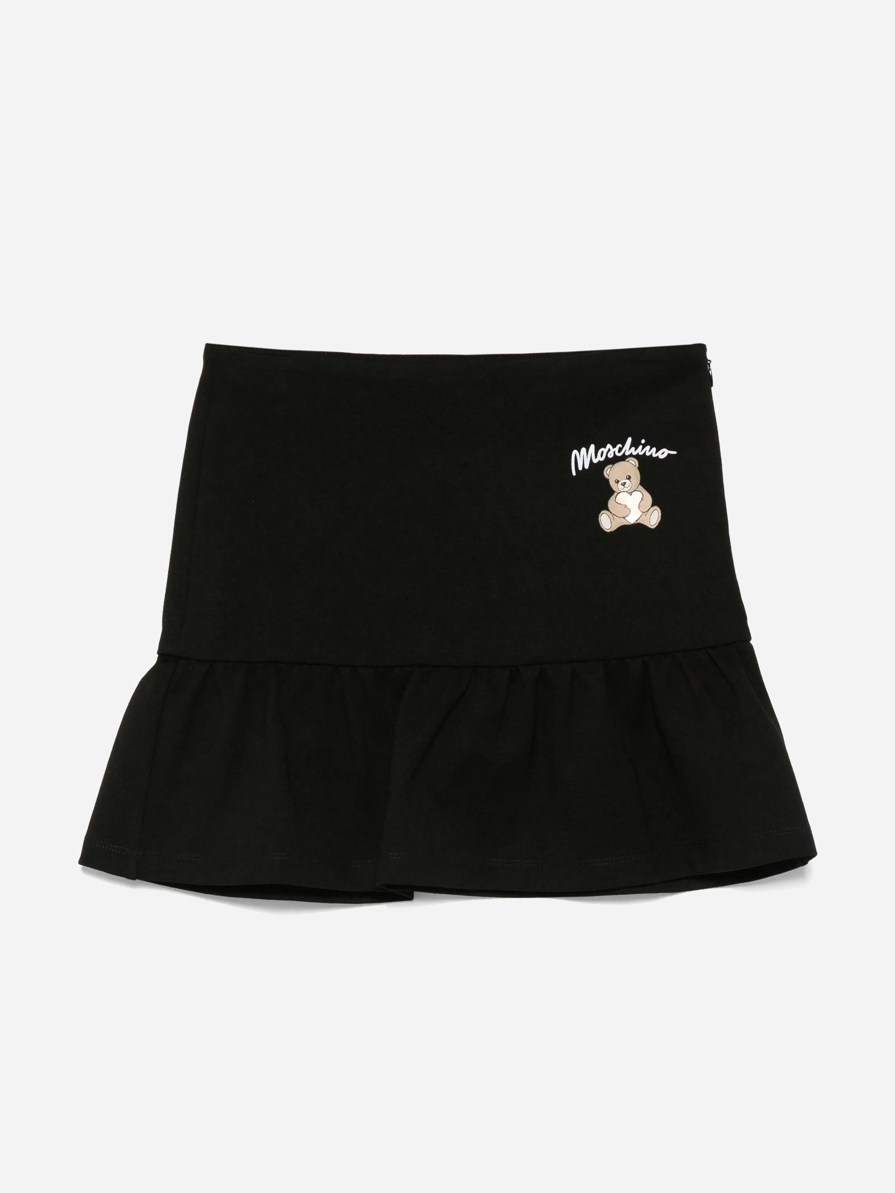 Moschino Kids Girls Black Moschino Teddy Bear Logo Skirt In - 10 Yrs