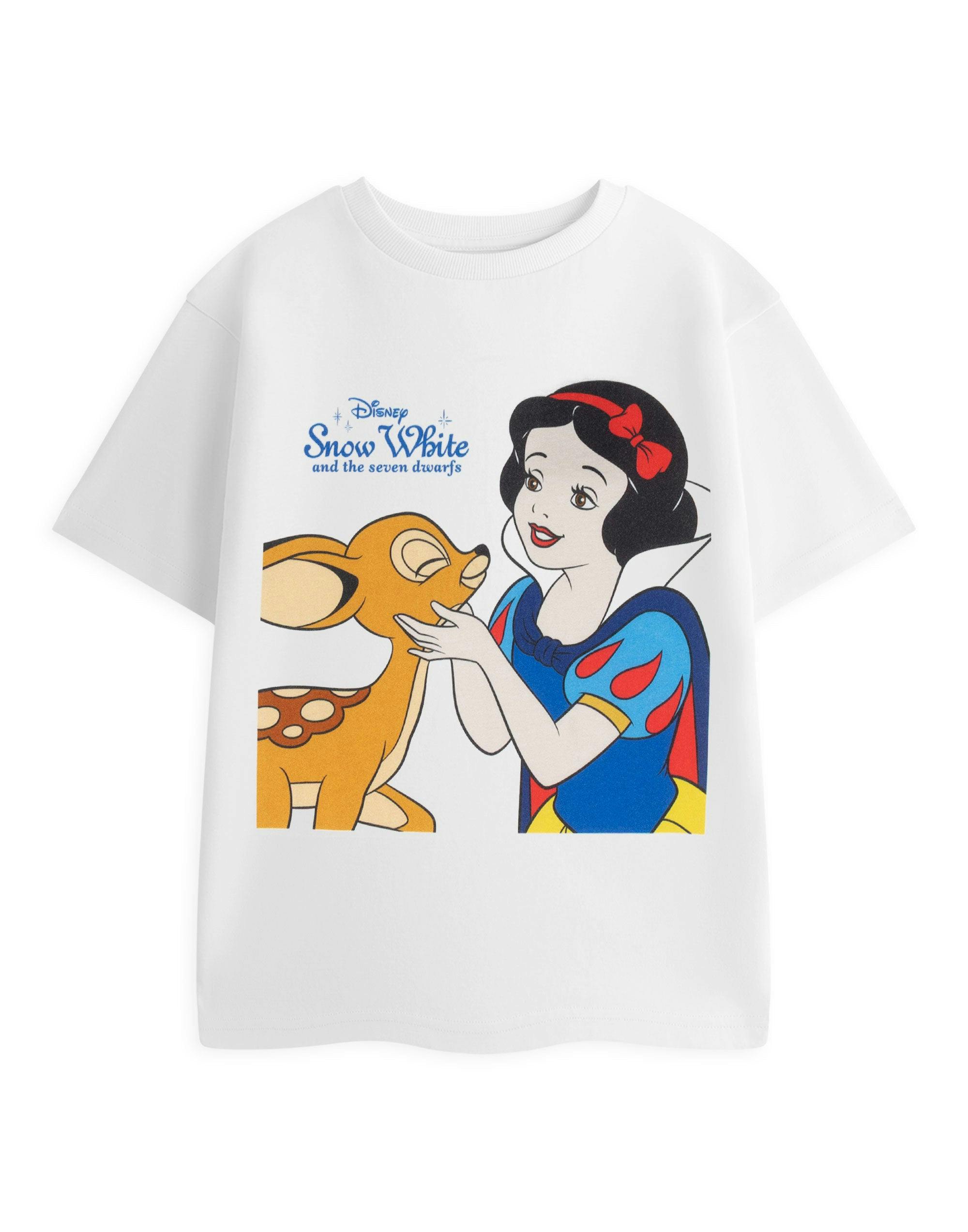 Vanilla Underground Girls White Disney Fawn Snow & The Seven Dwarfs Short Sleeved T-Shirt - 13-14 Years