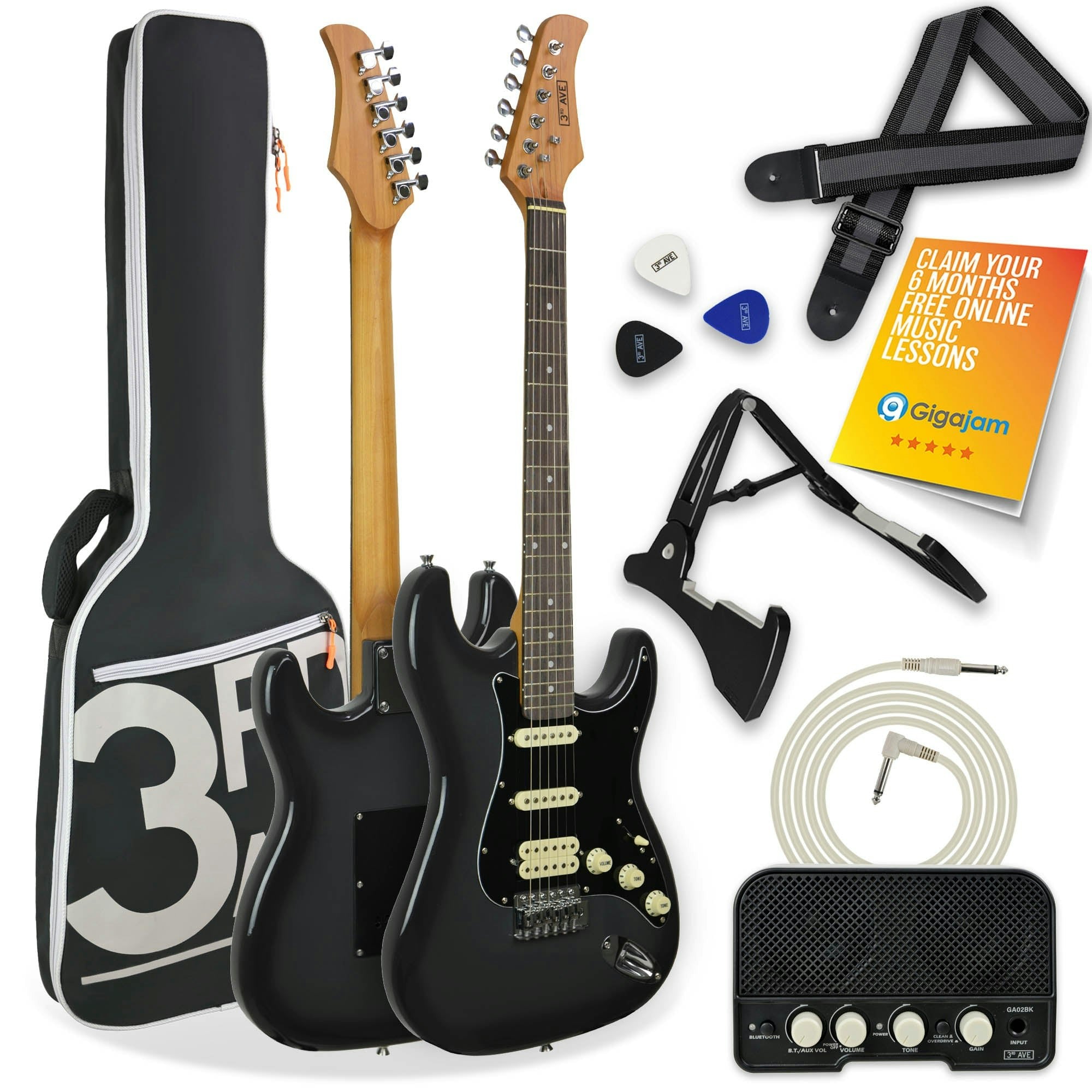 3Rd Avenue Grey Stateside Series Electric Guitar Pack - Rushmore