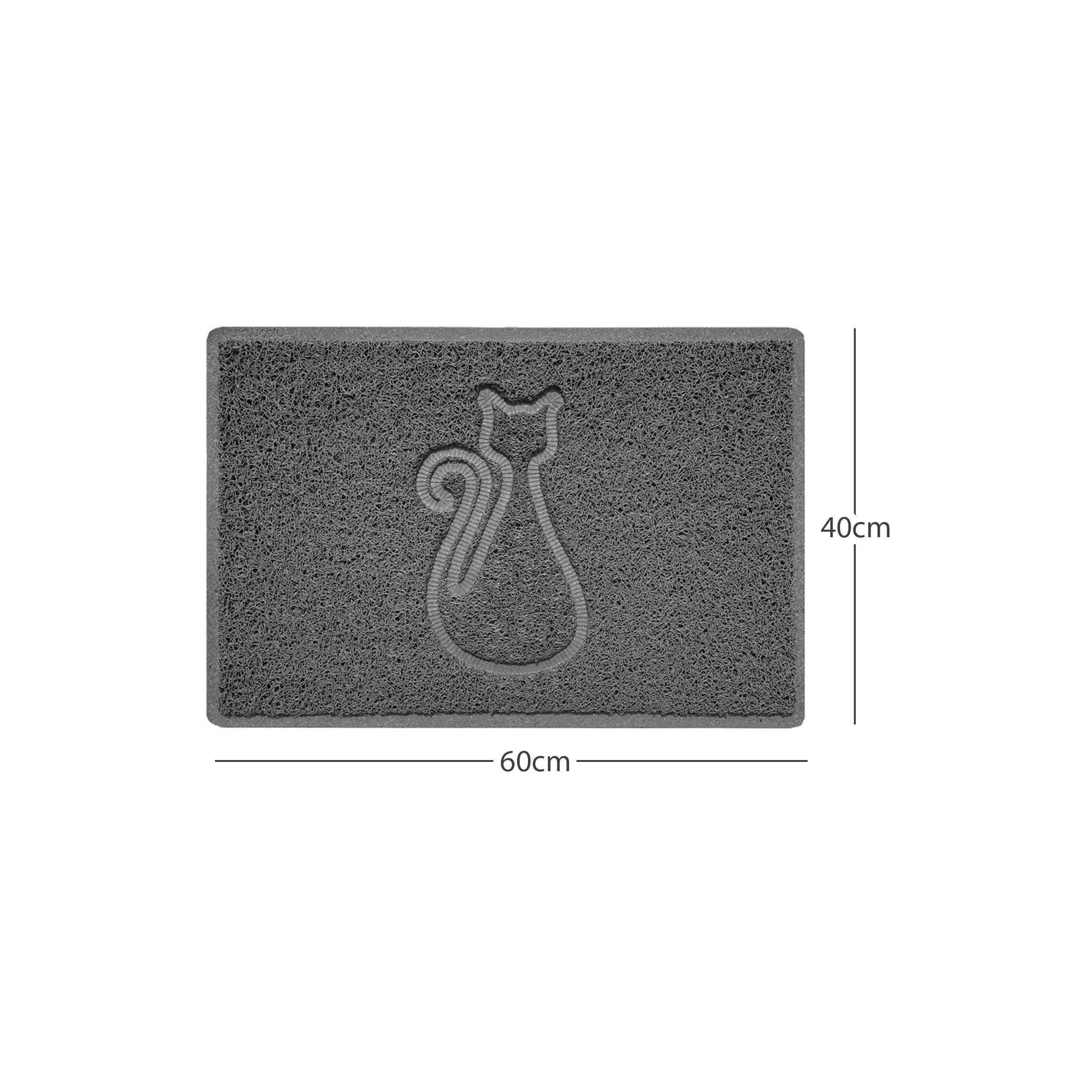 Rackhams Grey "Cat" Embossed Loofah Textured Spaghetti Door Mat - 60Cm X 40Cm - No (Suitable For Outdoors)