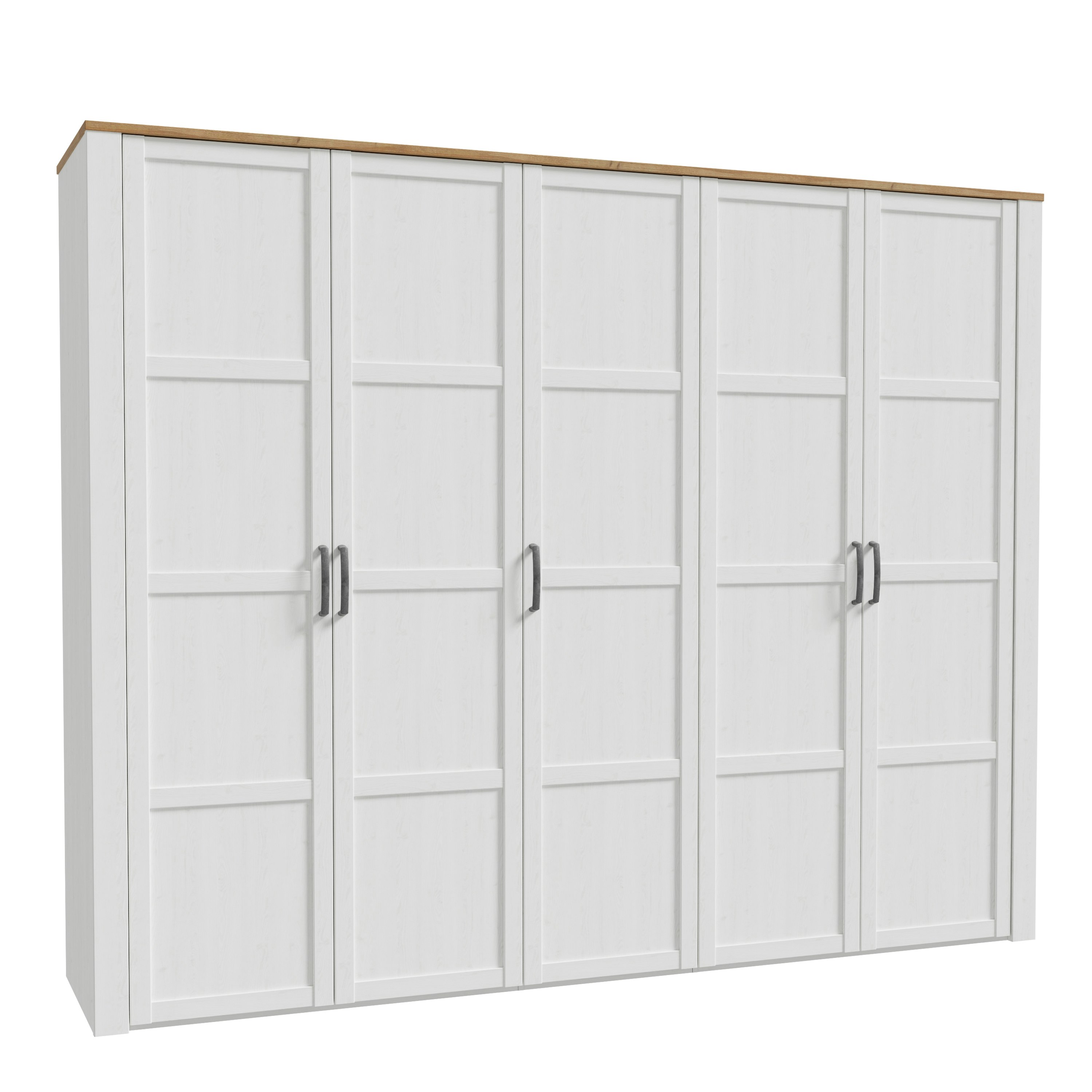 Furniture To Go Bohol 5 Door Wardrobe In Riviera Oak/White - Riviera Oak & White - Image 5