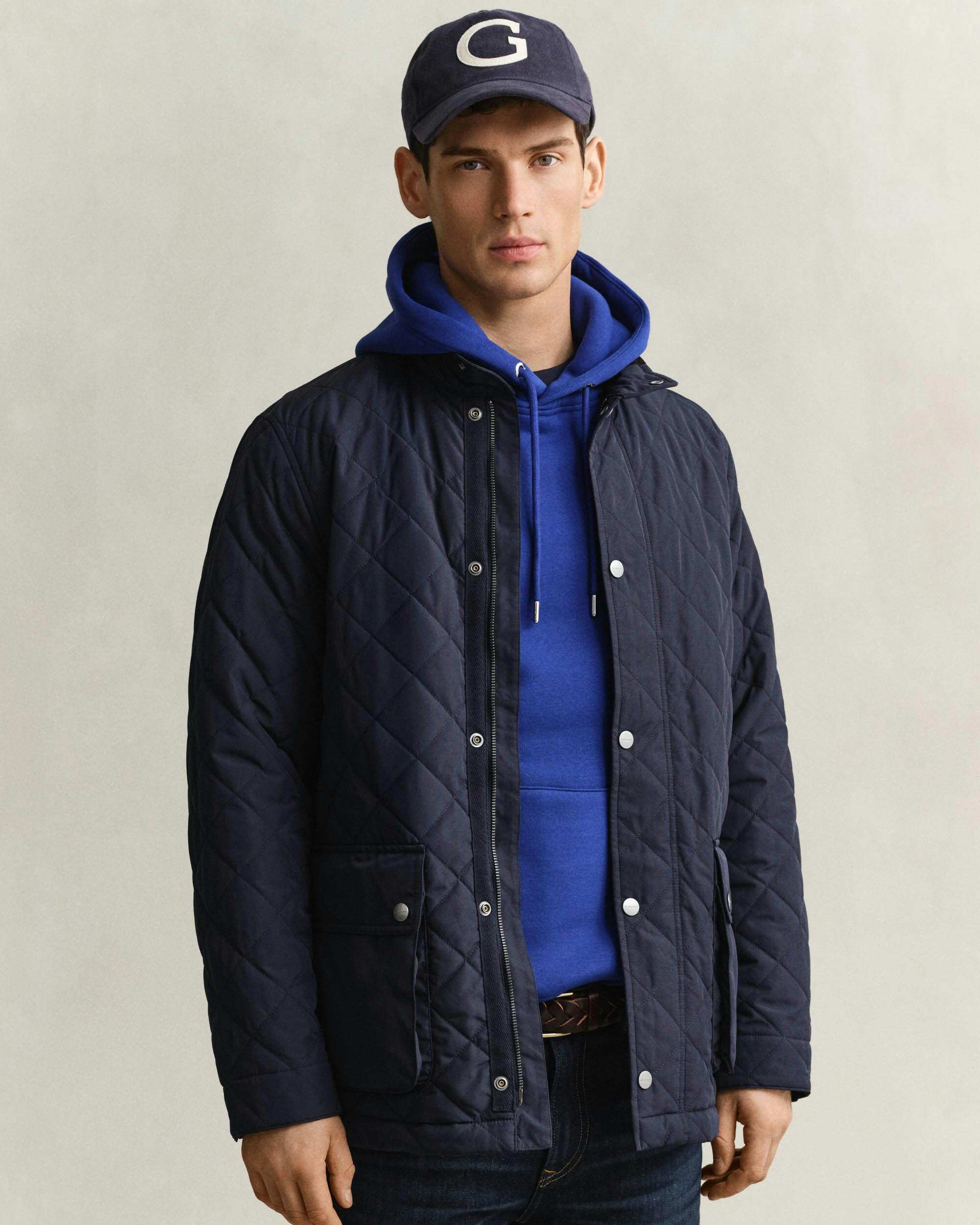 Gant Men's Navy Quilted Mid Jacket (Xxl) Evening Blue - Image 4