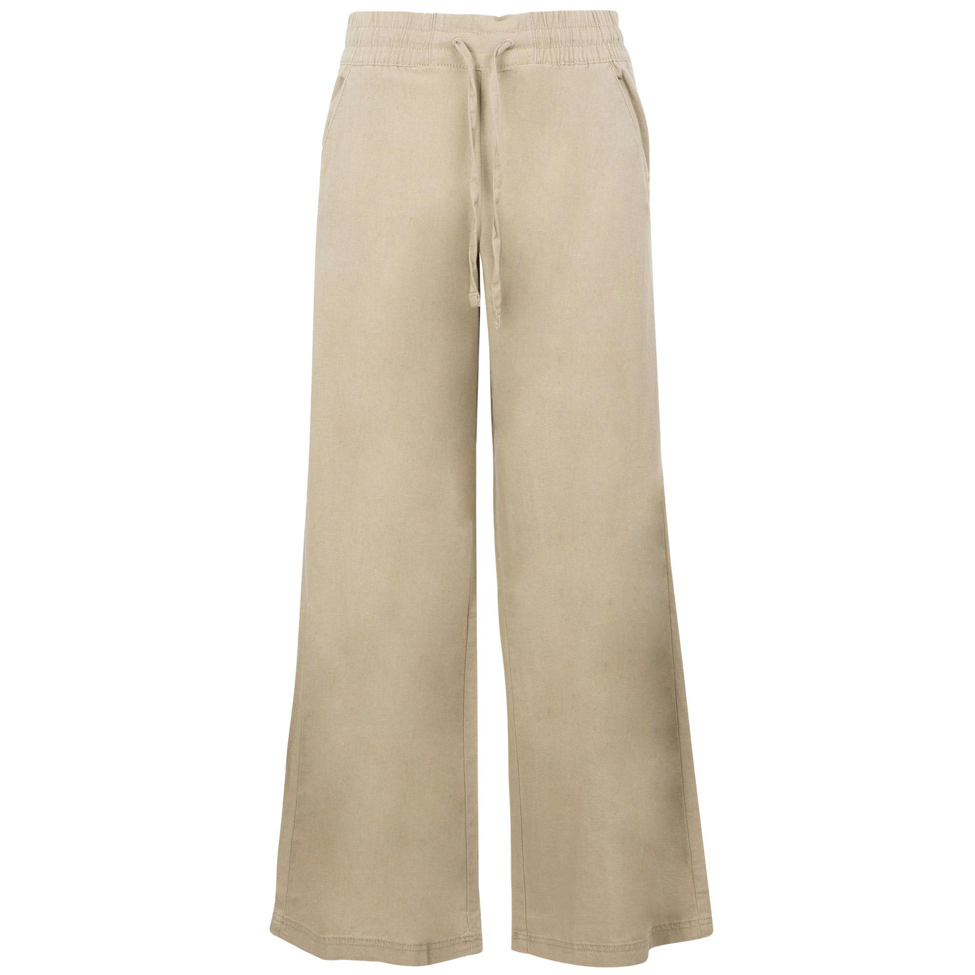 Trespass Women's Dark Zinny Wide Leg Trousers - Mushroom - Mushroom - S - 55% Linen/45% Viscose